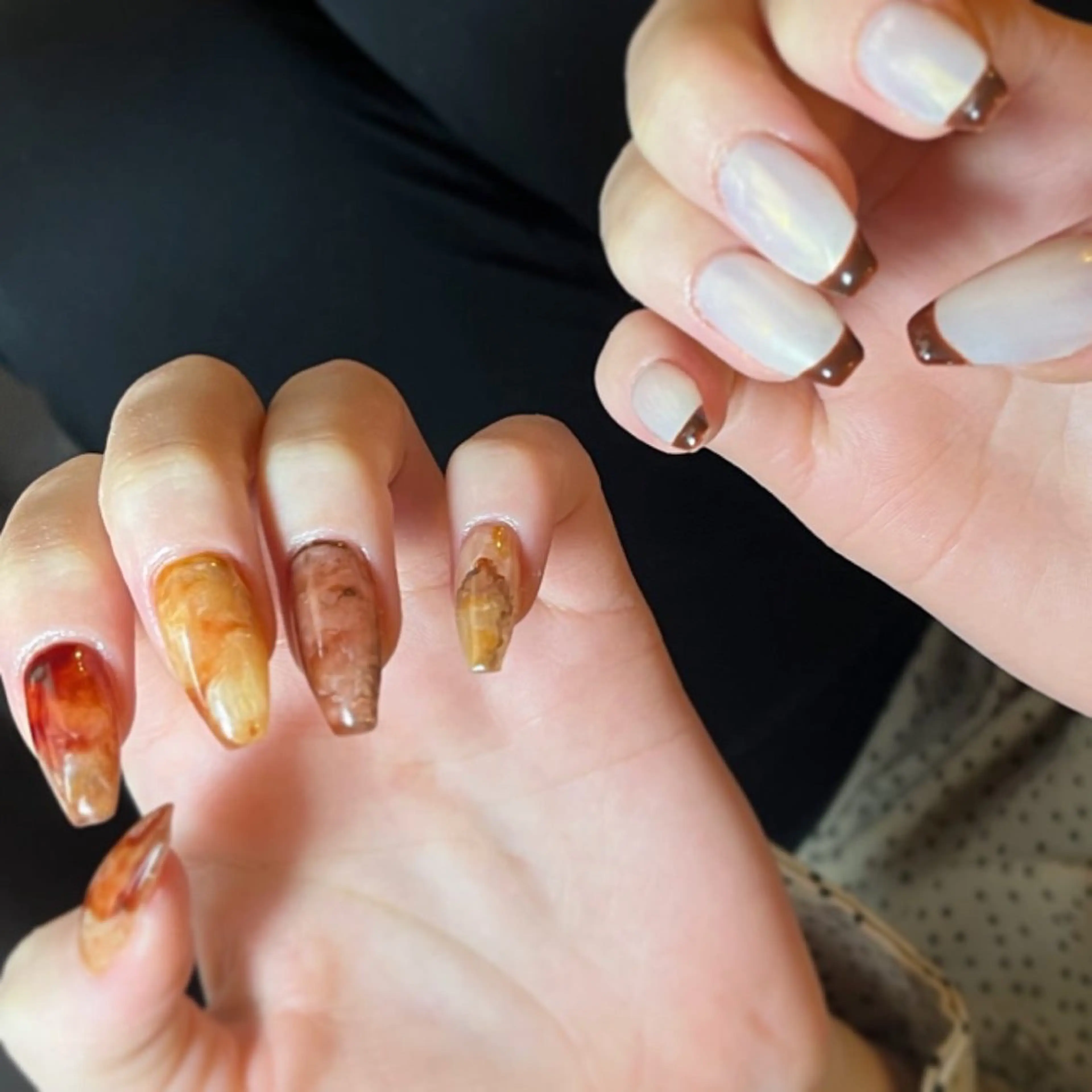 ネイル ブラウン フレンチネイル ニュアンスネイル フリーランス¨̮⃝ ネイリストOKADAのネイルデザイン