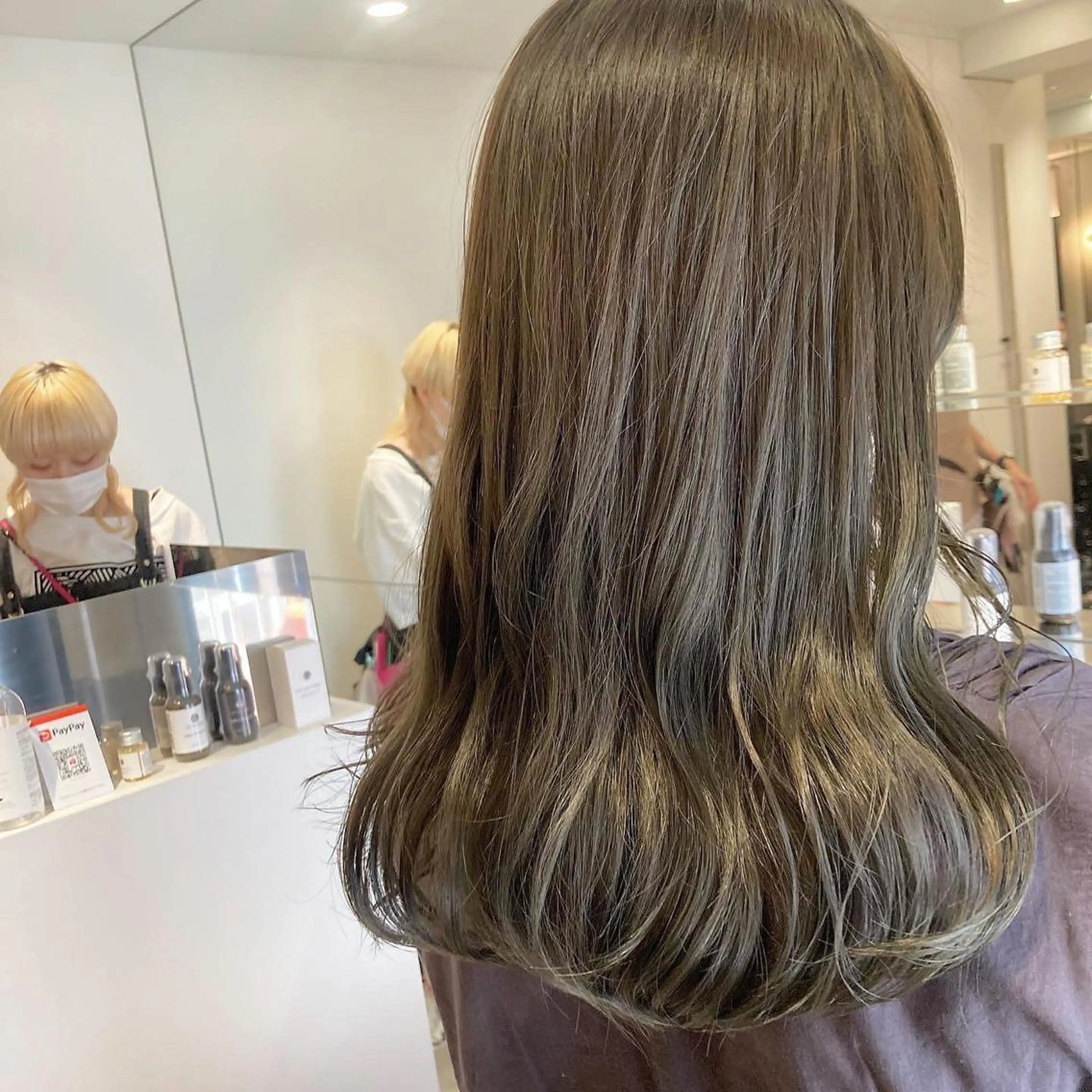 ロング カラー ヘアアレンジ ブリーチ ダブルカラー ブリーチなしカラー オリーブ透明感カラー 表参道/MIKUのヘアスタイル