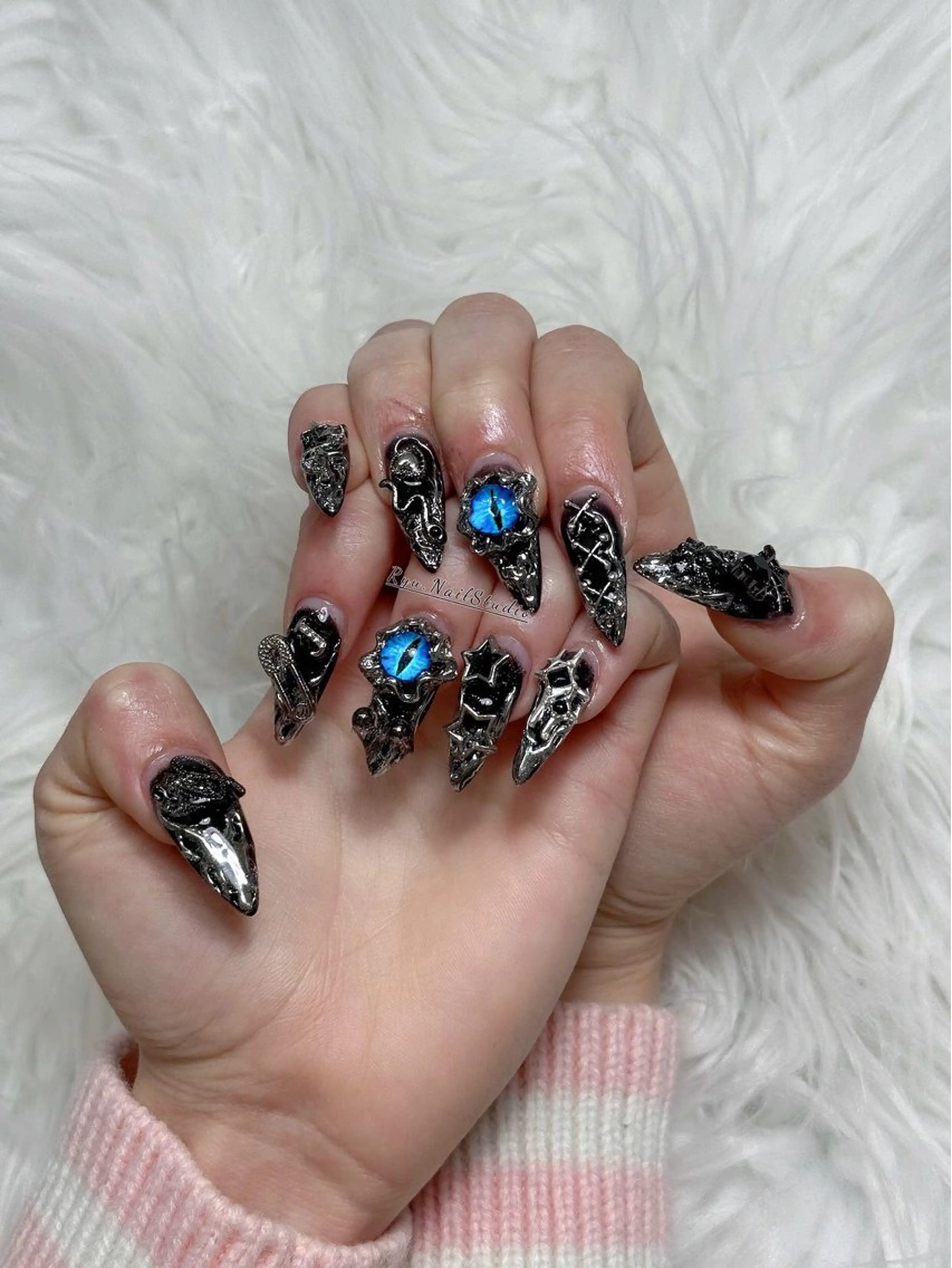 ネイル アートネイル ジェルネイル グラデーション マグネットネイル ニュアンスネイル ハンドネイル Ryu nail studioのネイルデザイン