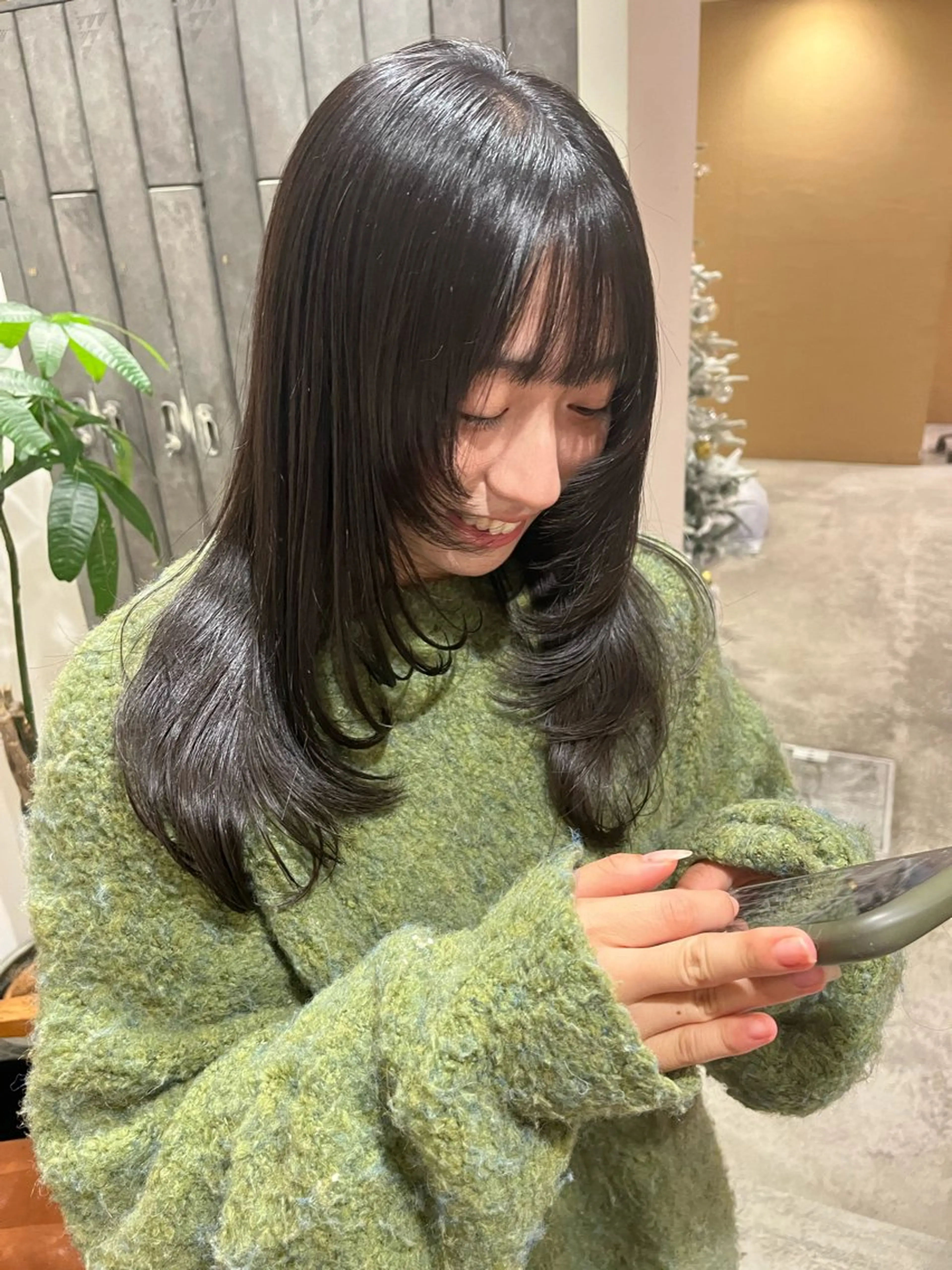 セミロング カラー 顔まわりレイヤー レイヤーカット 梅田美容室/カット /Maoのヘアスタイル