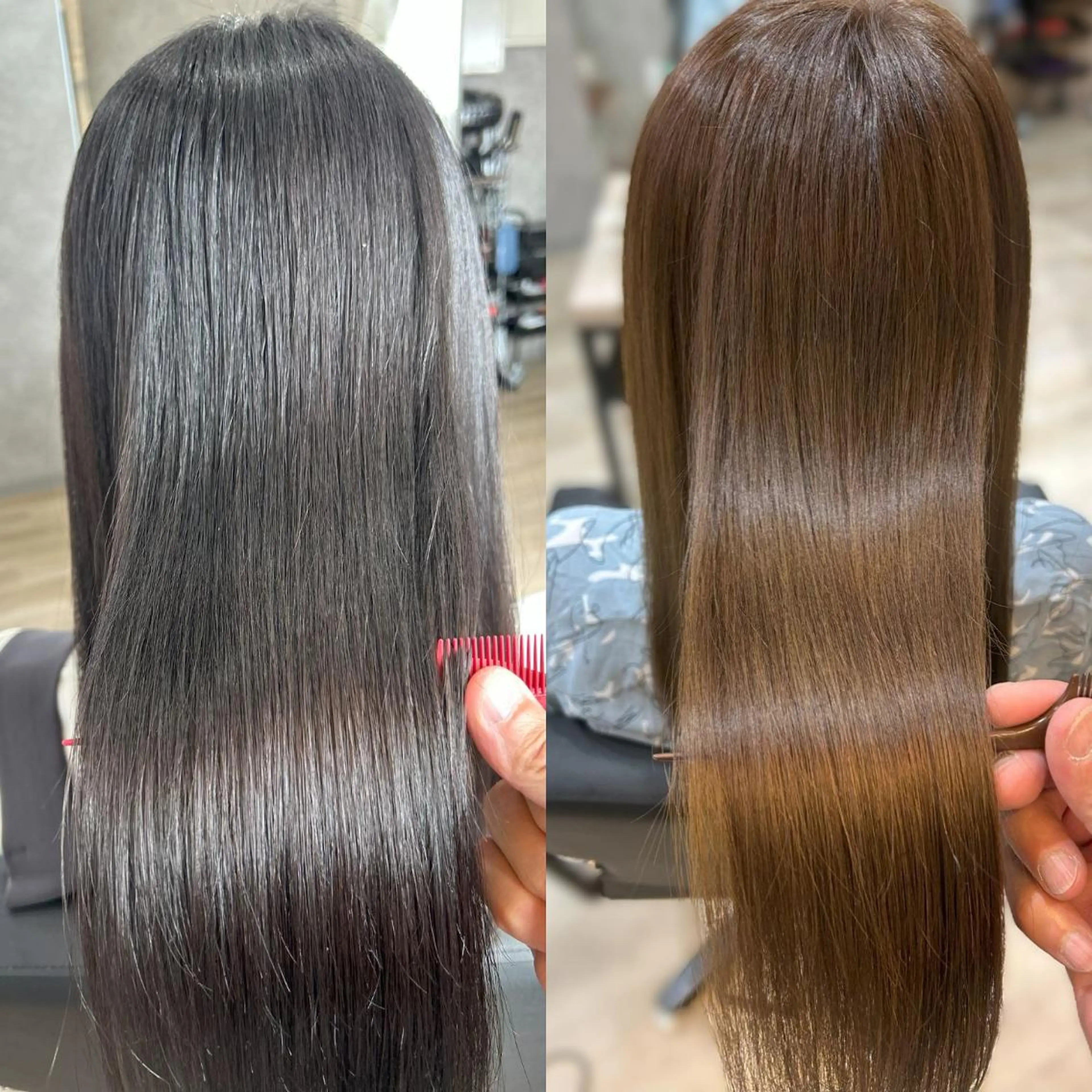 ロング カラー パーマ 縮毛矯正 ストレートパーマ さく/髪質改善× 縮毛矯正/町田のヘアスタイル