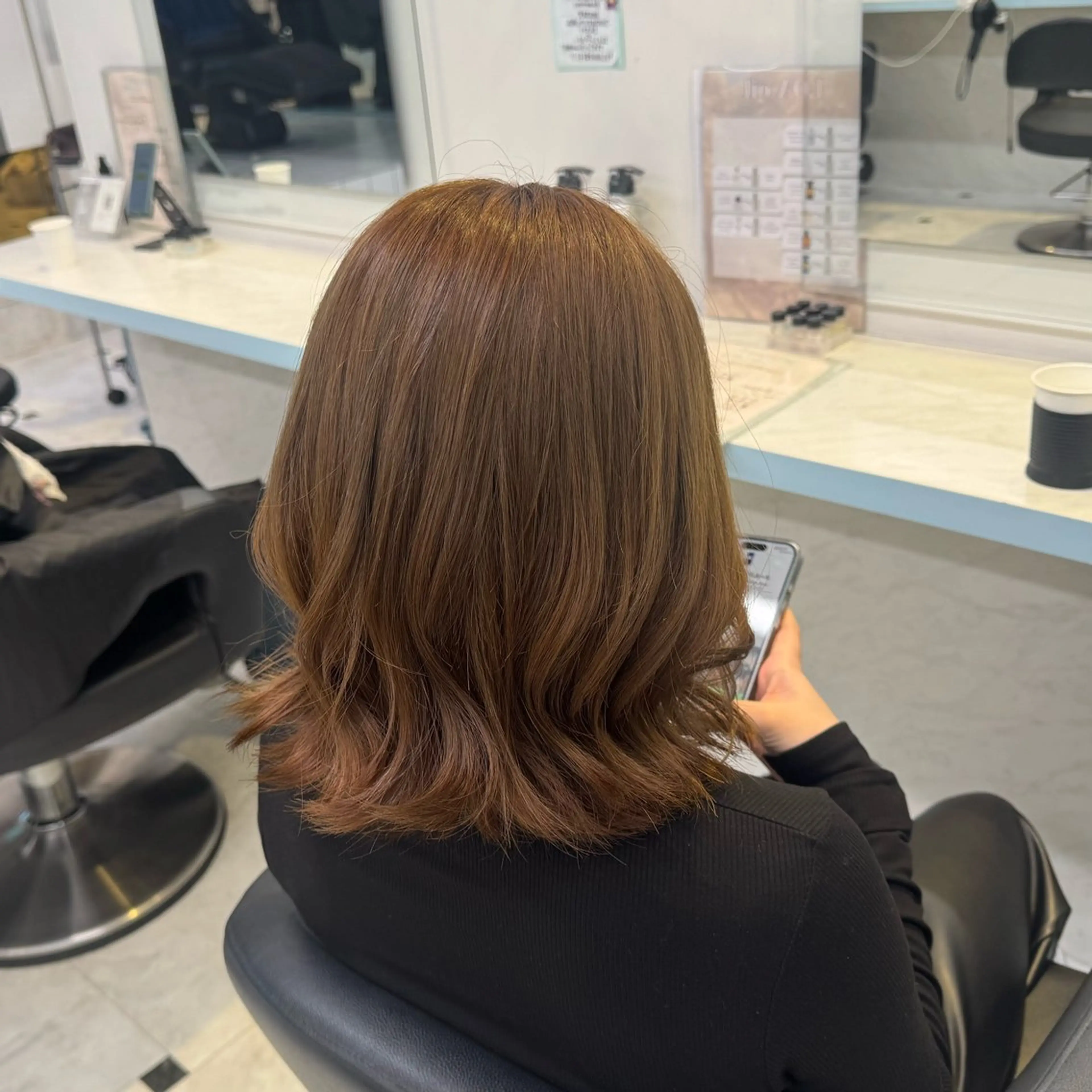 セミロング カラー ヘアカラー トリートメント ヘッドスパ ヘアセット 暖色🩷透明感カラー ♡Maika♡のヘアスタイル