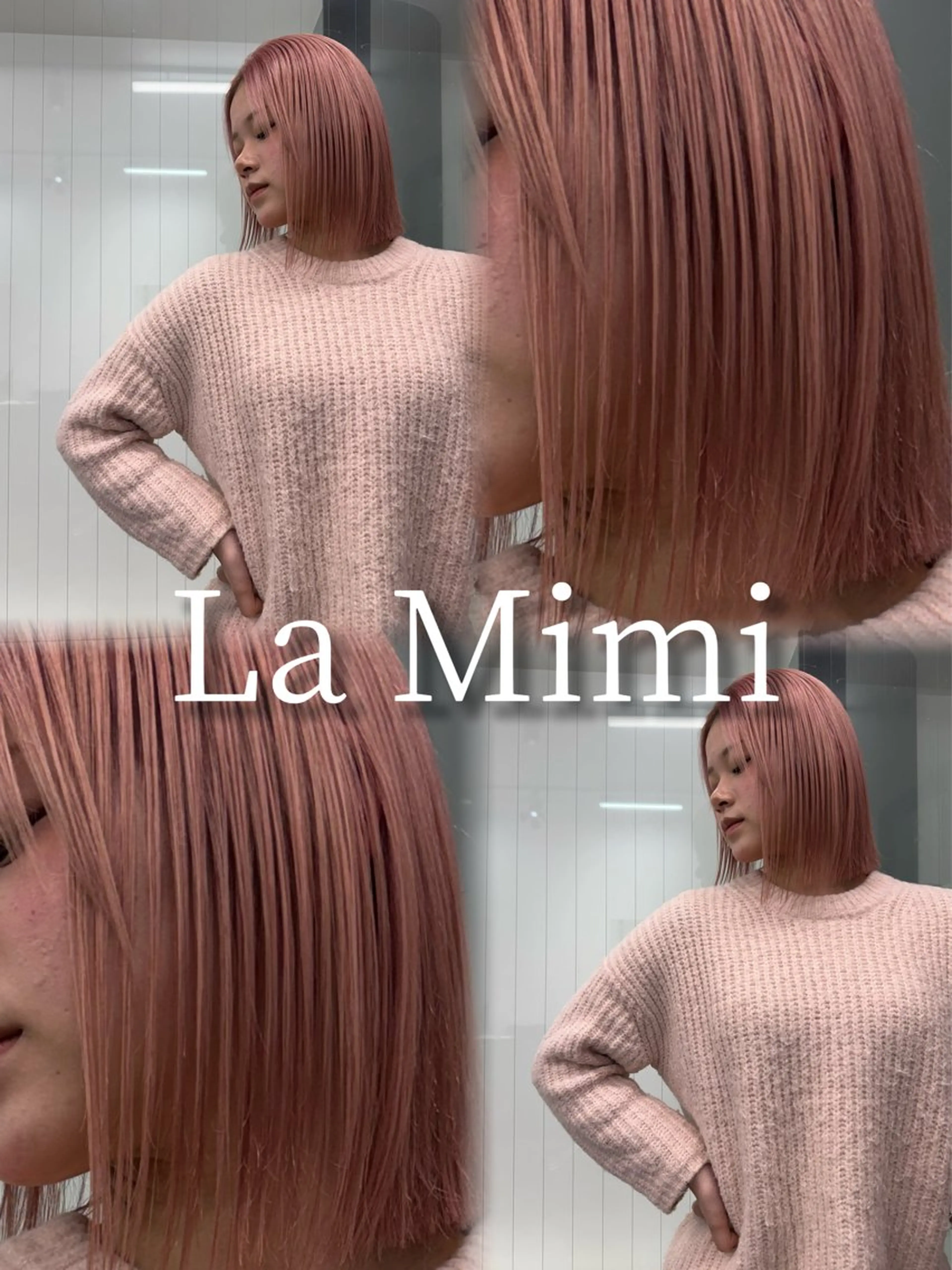 ショート カラー バレイヤージュ ミストバング ブリーチ 透明感カラー ダブルカラー La Mimiのヘアスタイル