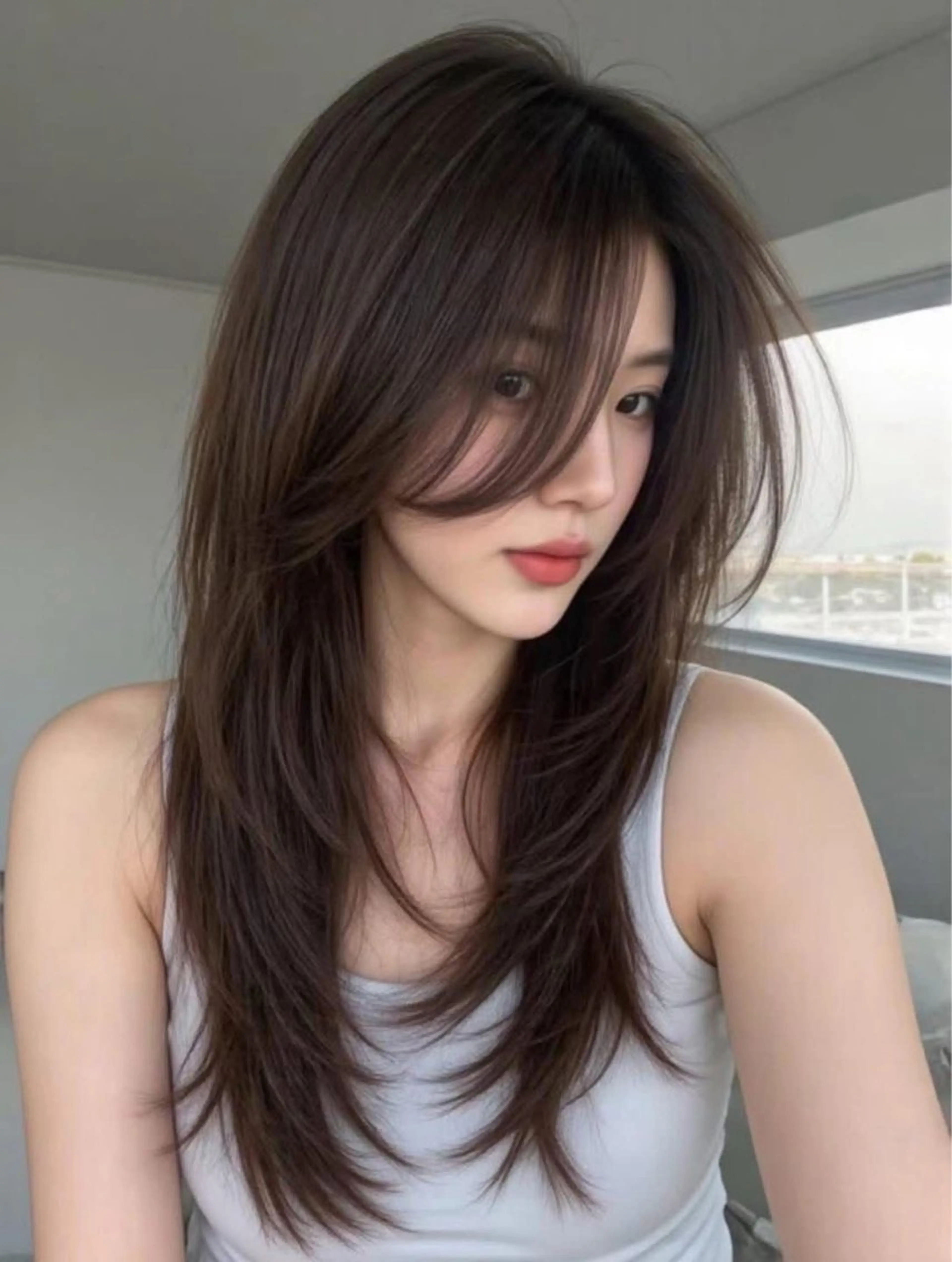 セミロング ケアカラー ボブ 髪質改善 レイヤーカット トリートメント 艶髪カラー/レイヤ ー支持No.1renのヘアスタイル