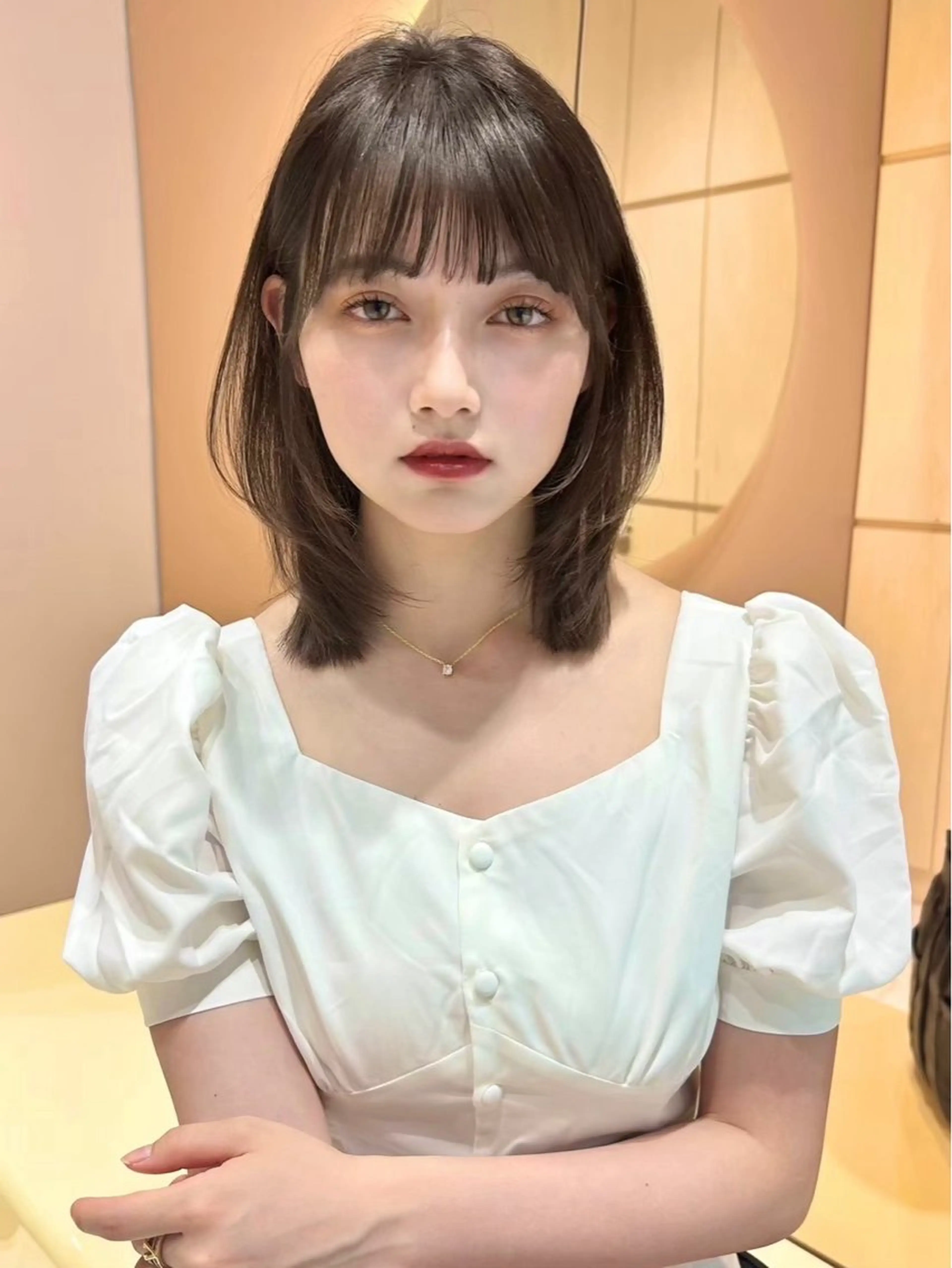 ミディアム カラー レイヤー/暖色カラー /パーマ/落合 歩夢のヘアスタイル