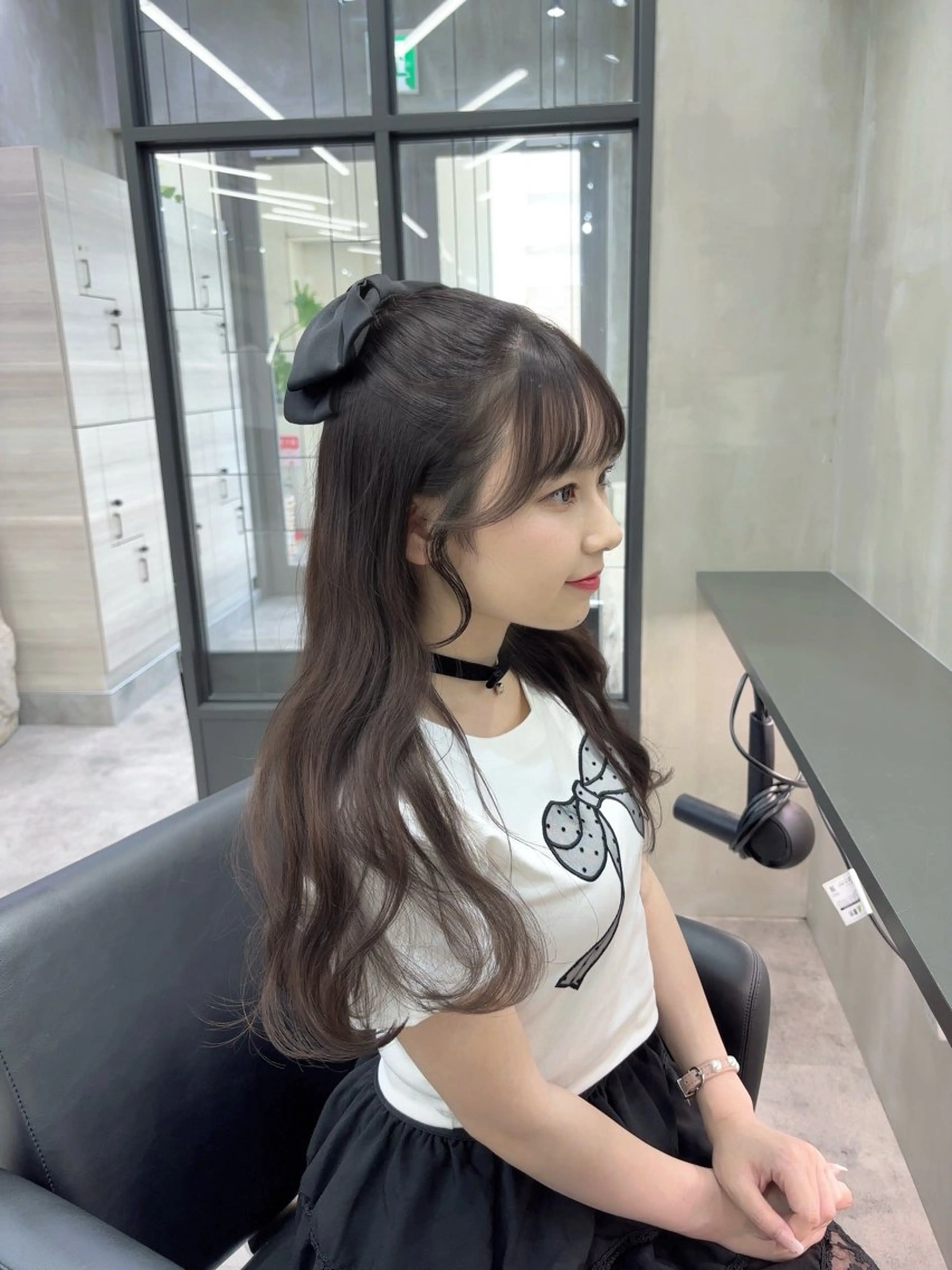 ロング カラー ヘアアレンジ ハーフアップ ベージュカラー ブリーチ ブラウンカラー チョコレートブラウン the path sora♡のヘアスタイル