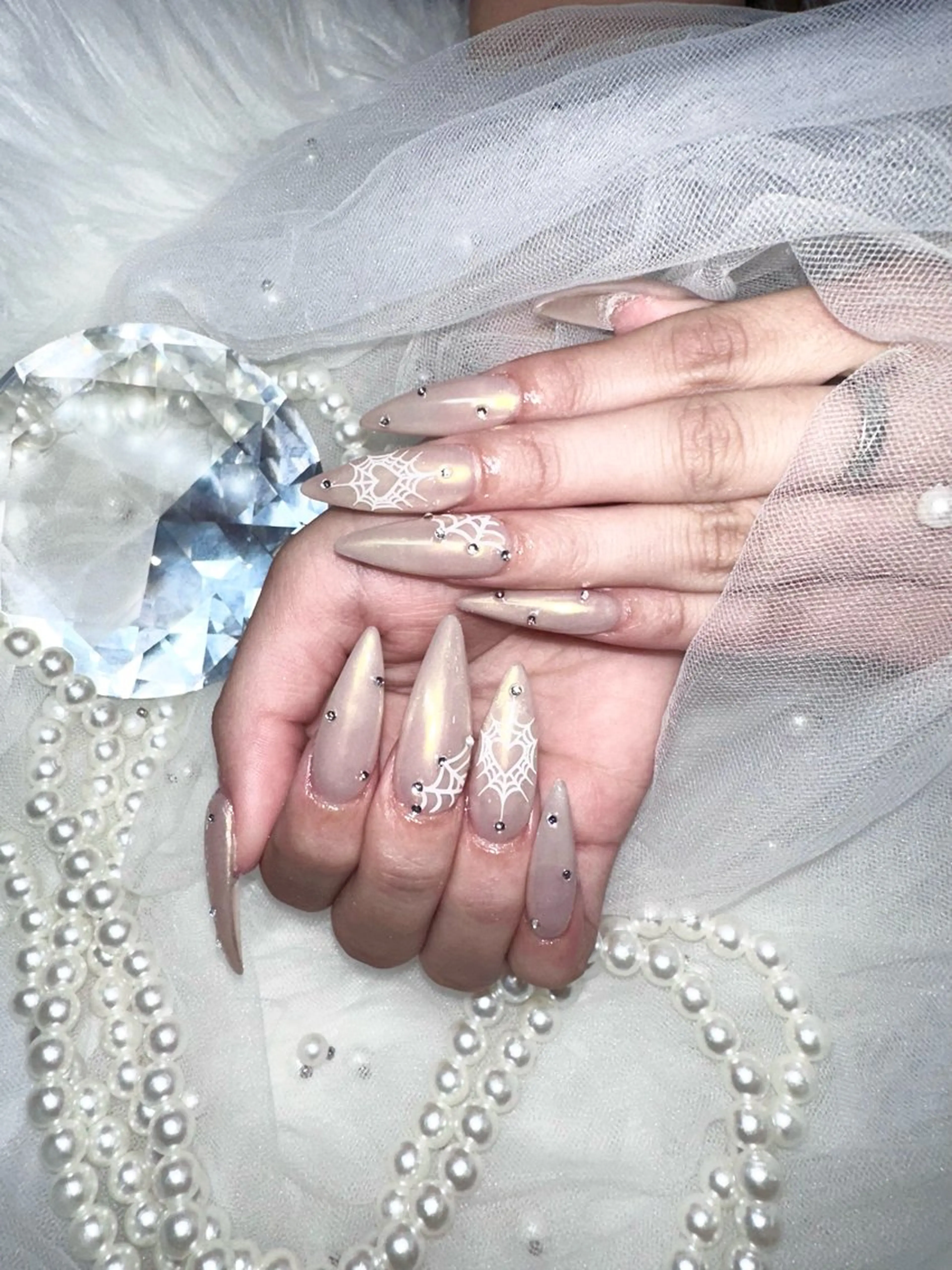 ネイル ハロウィン ロングネイル スカルプネイル ハンドネイル icy nail れいあのネイルデザイン