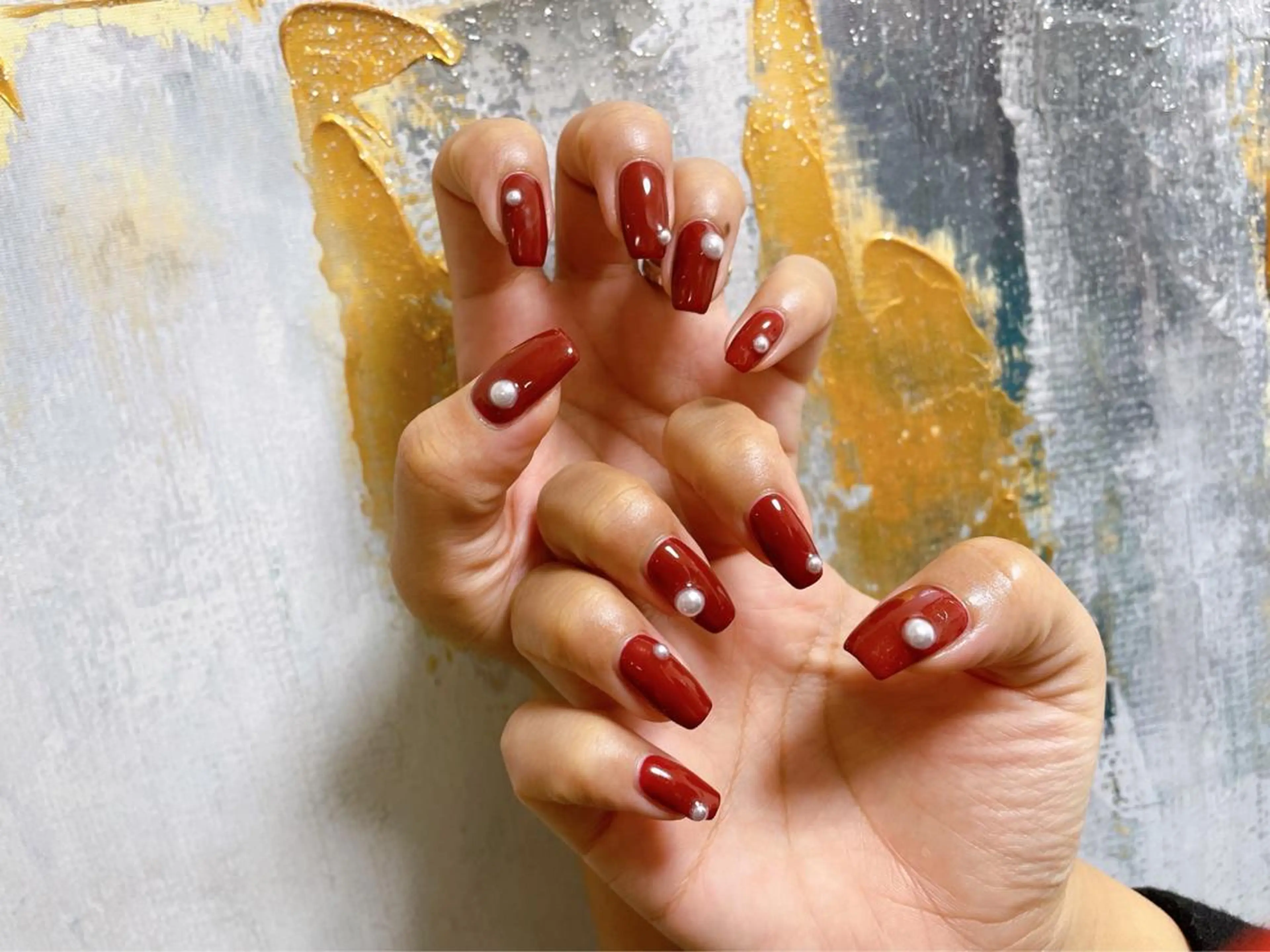 ネイル ボルドー フットネイル ジェルネイル 韓国ネイル マグネットネイル kikinail 溝の口のネイルデザイン