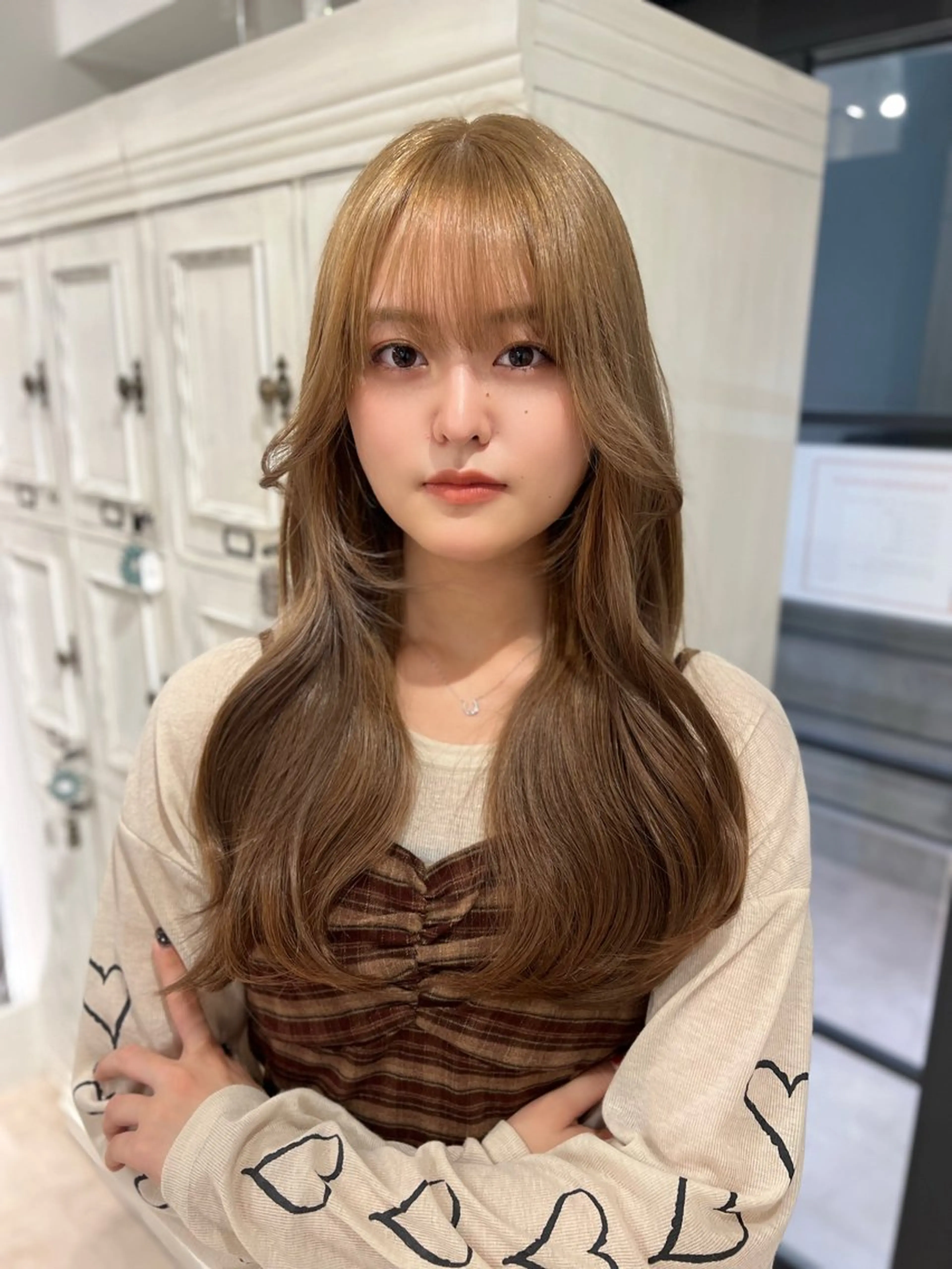 ロング ヘアカラー ミカ/名駅/レイヤー /ブリーチなしカラーのヘアスタイル