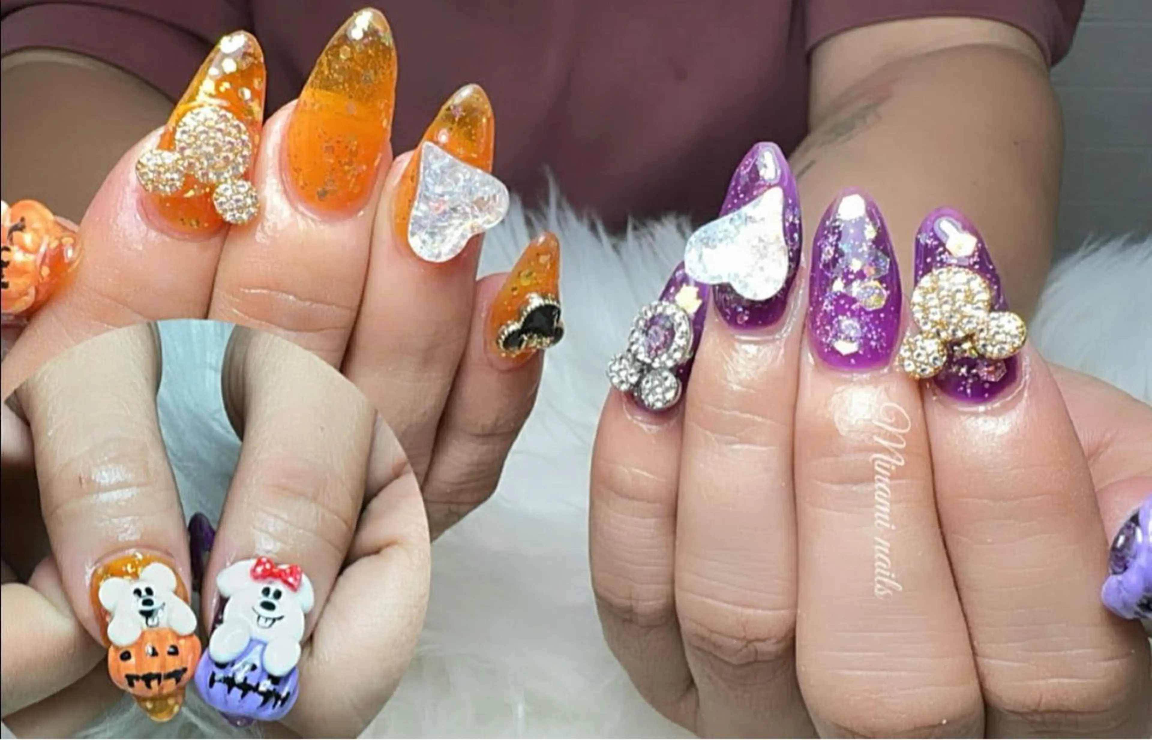 ネイル アートネイル オーロラネイル ガーリー ハート キラキラネイル Minami Nailsのネイルデザイン