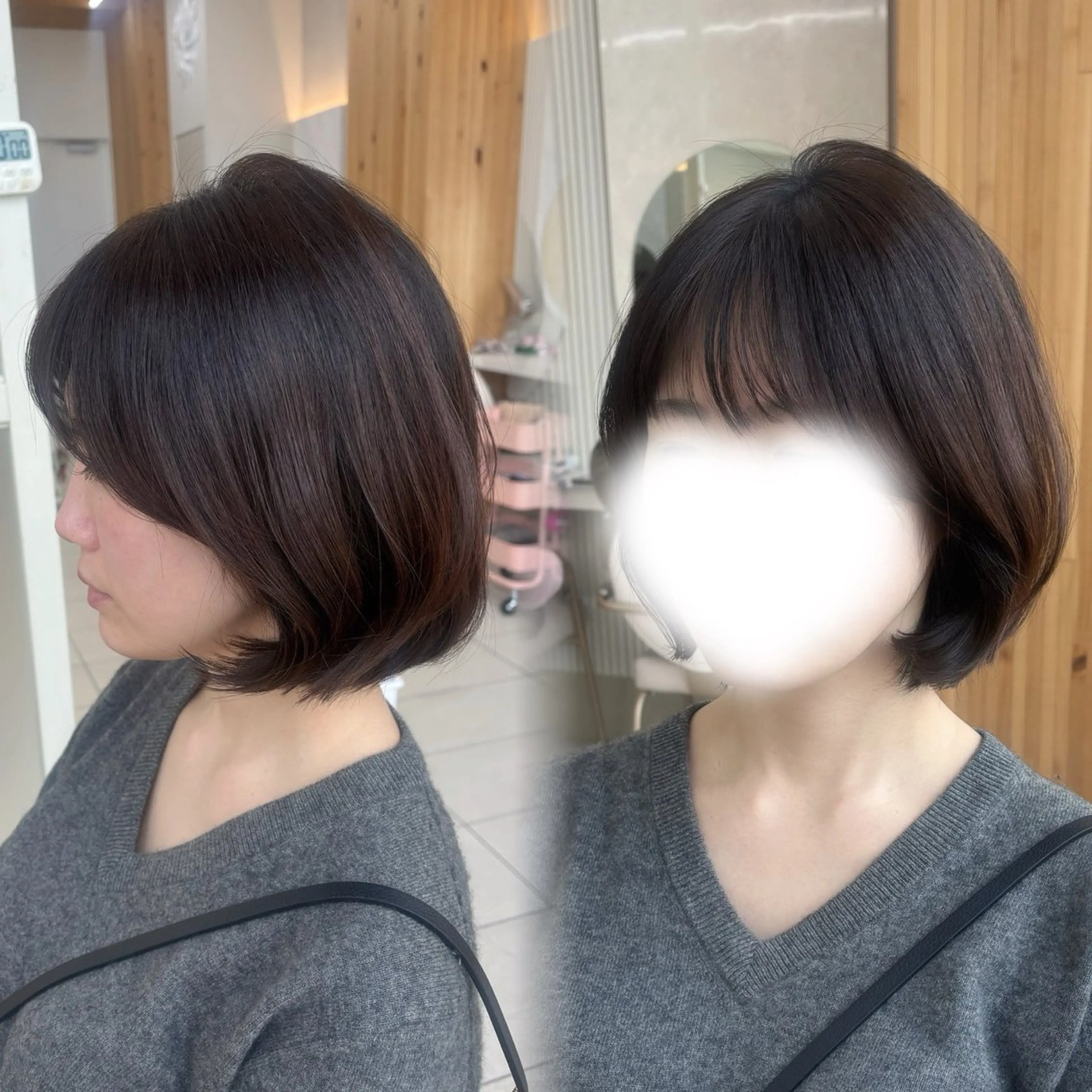 ショート かなこ／重めレイヤー ／透明感カラーのヘアスタイル