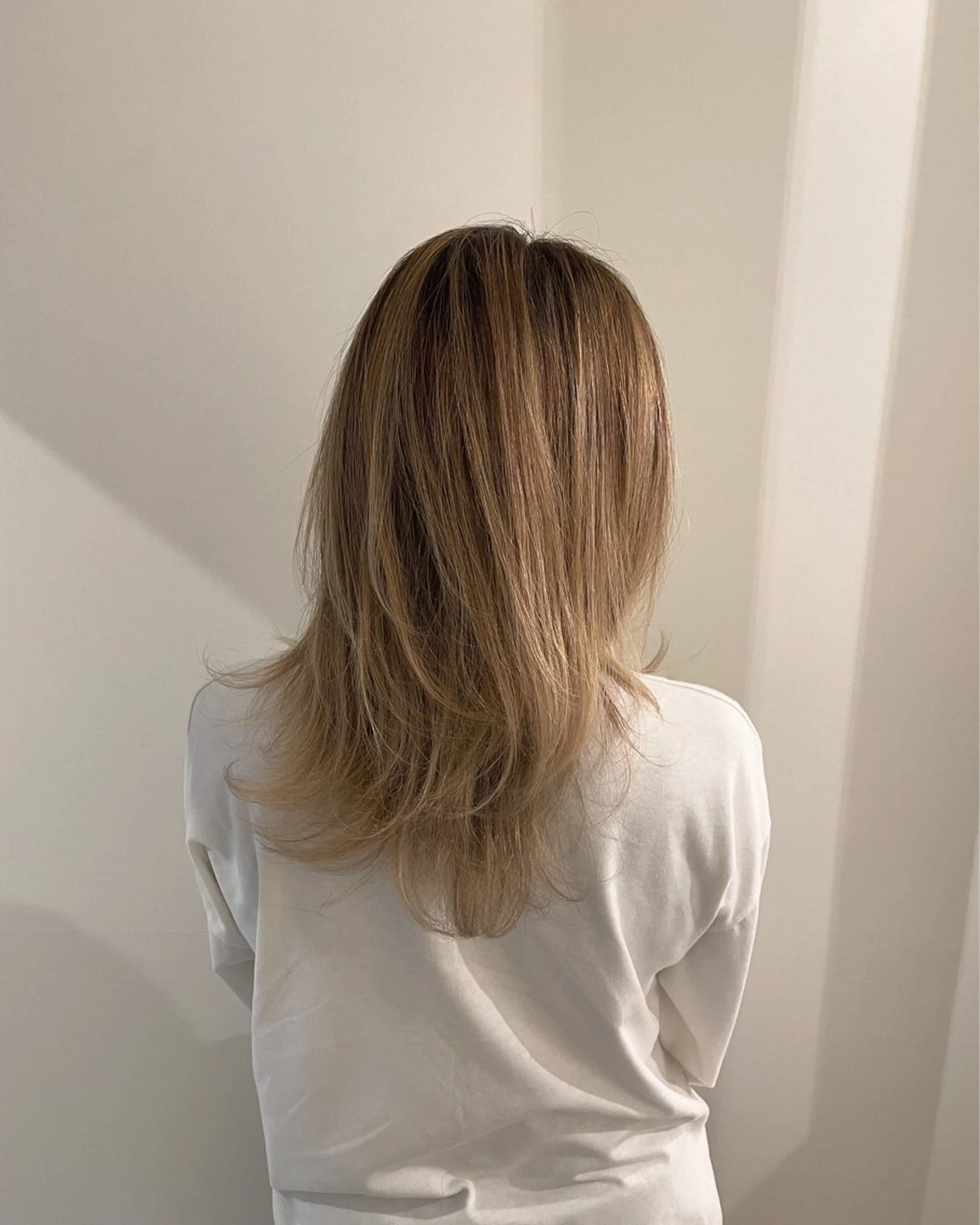 ミディアム カラー バレイヤージュ ブリーチ グラデーションカラー レイヤーカット ニュアンスカラー🫧 加納のヘアスタイル