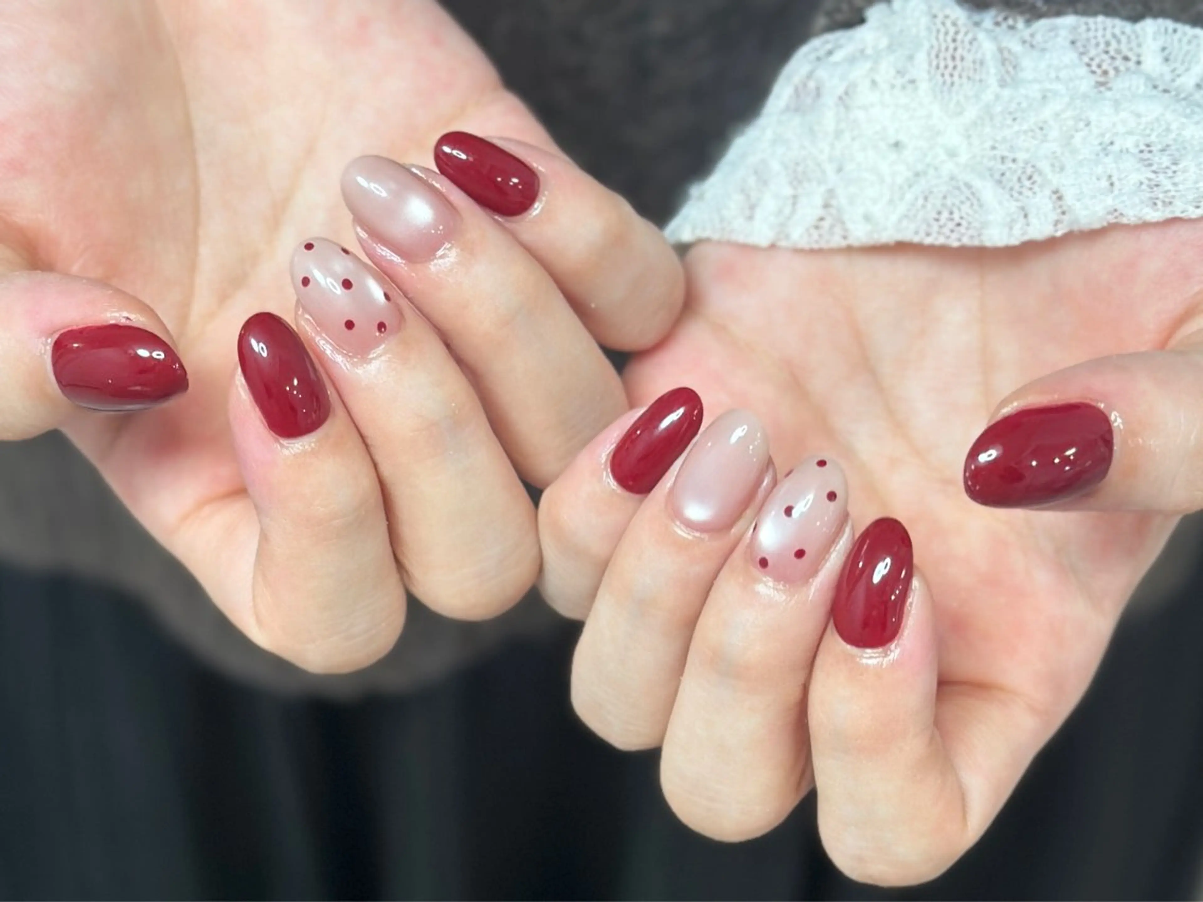 ネイル アートネイル オーロラネイル チークネイル フレンチネイル ガラスフレンチ 🎀YooLi Nail salonのネイルデザイン