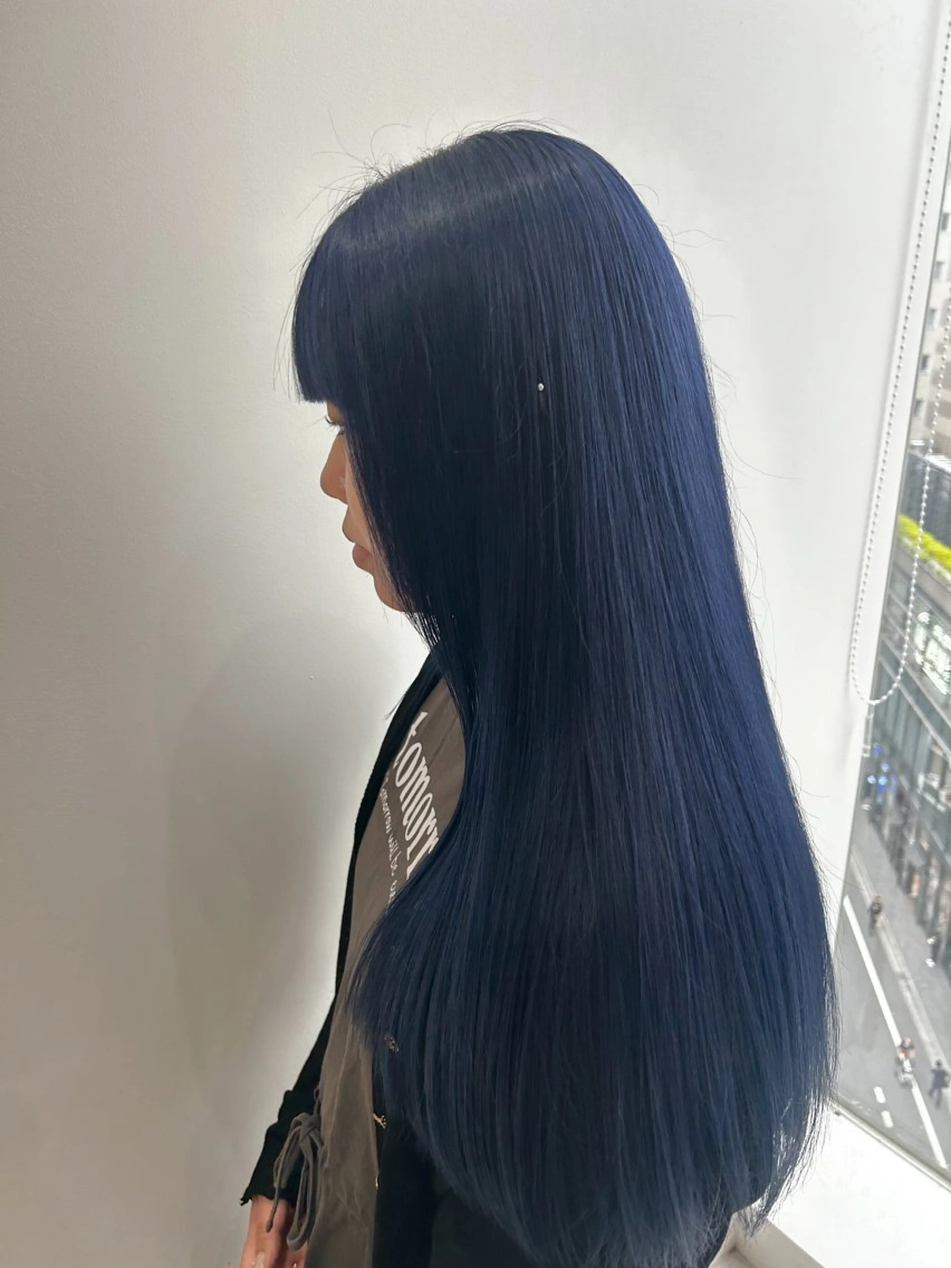 ロング カラー ブリーチ ネイビーカラー カット ヘアカラー メンズ特化美容師👾 チカのヘアスタイル