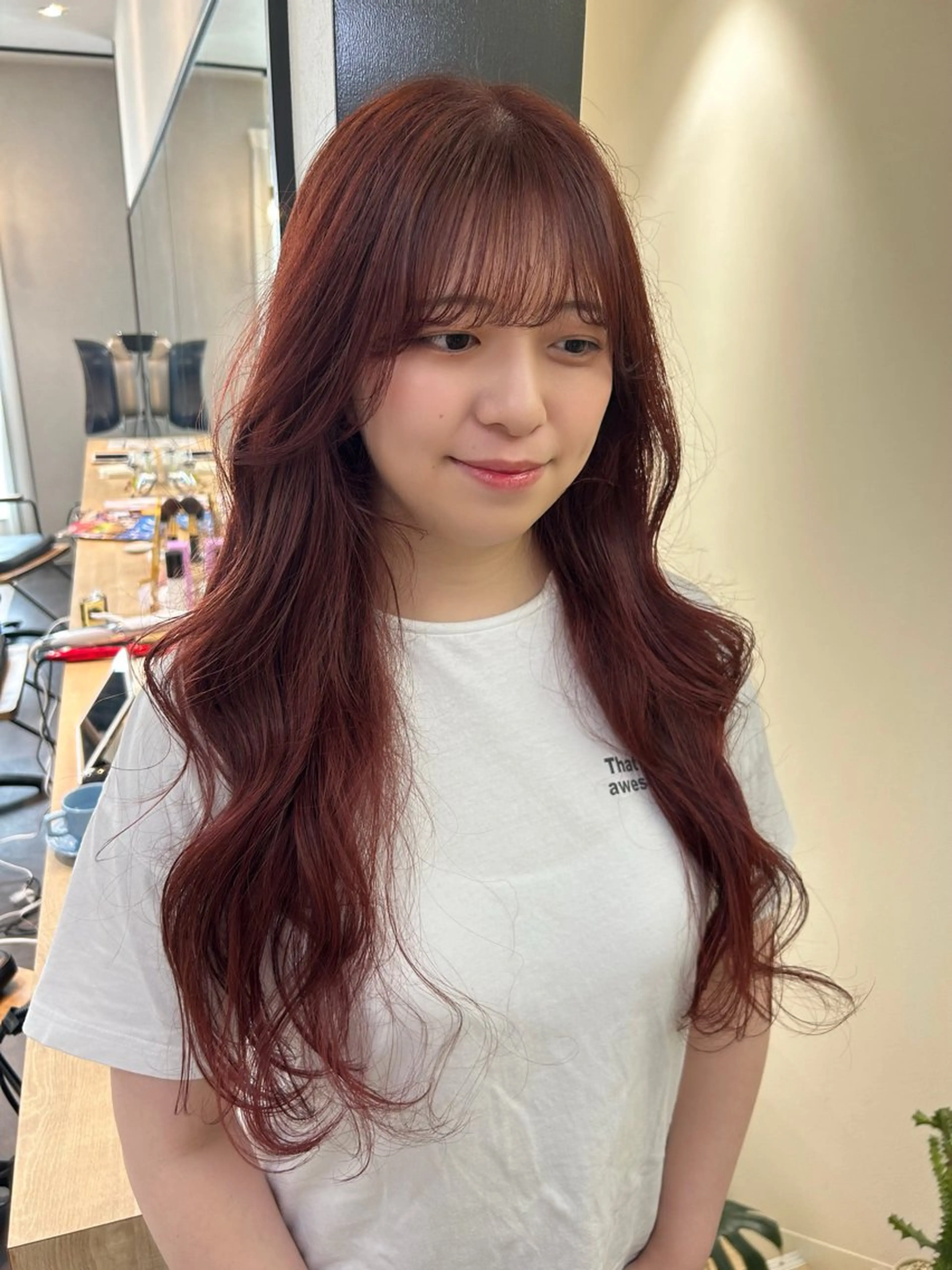 ロング カラー ブリーチ ダブルカラー ブリーチなしカラー レッドカラー カット ヘアカラー トリートメント hub hair レイヤー/透明感のヘアスタイル