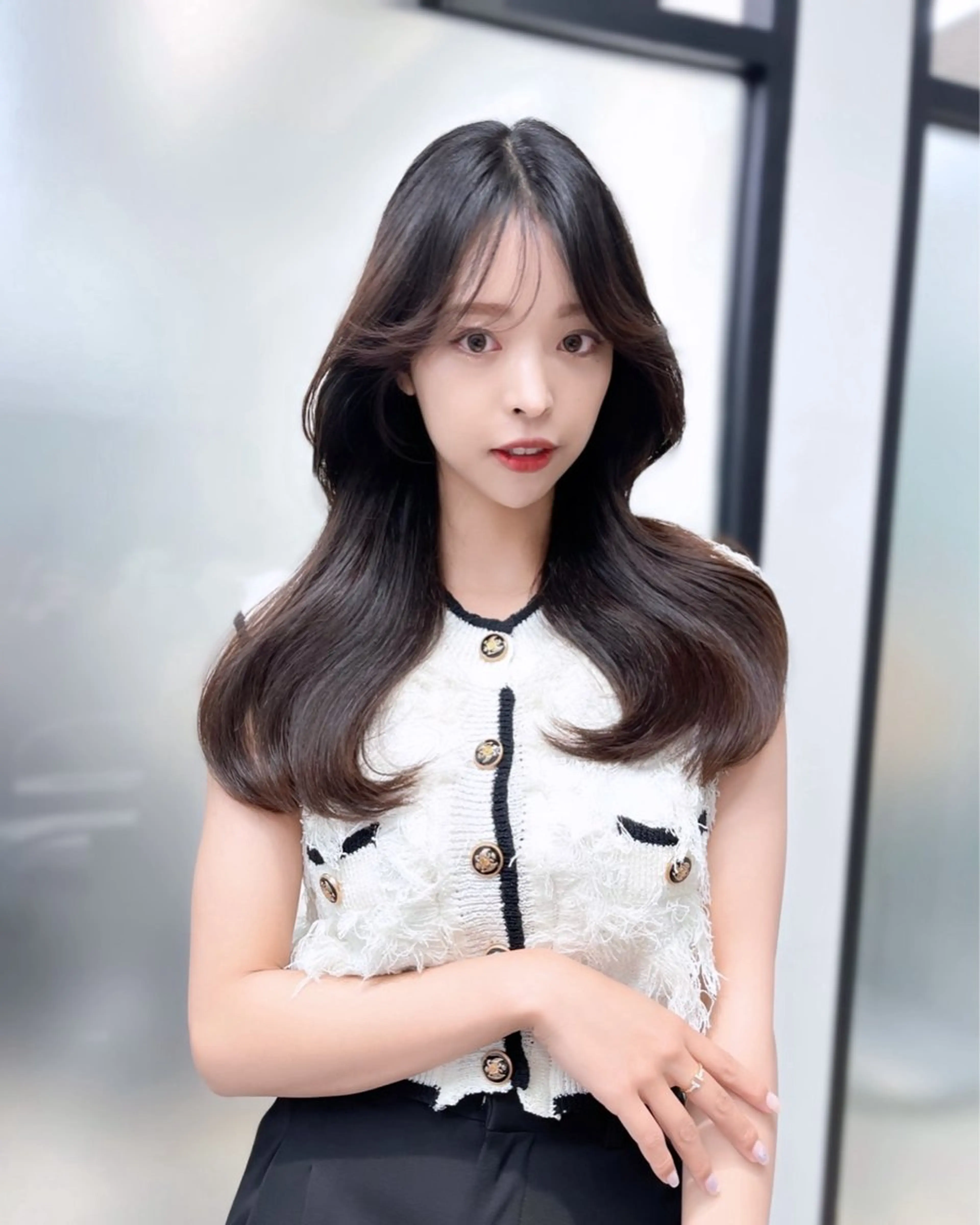 ロング 韓国風ヘア レイヤーカット カット トリートメント 韓国レイヤーカット 髪質改善▫️水野有真のヘアスタイル