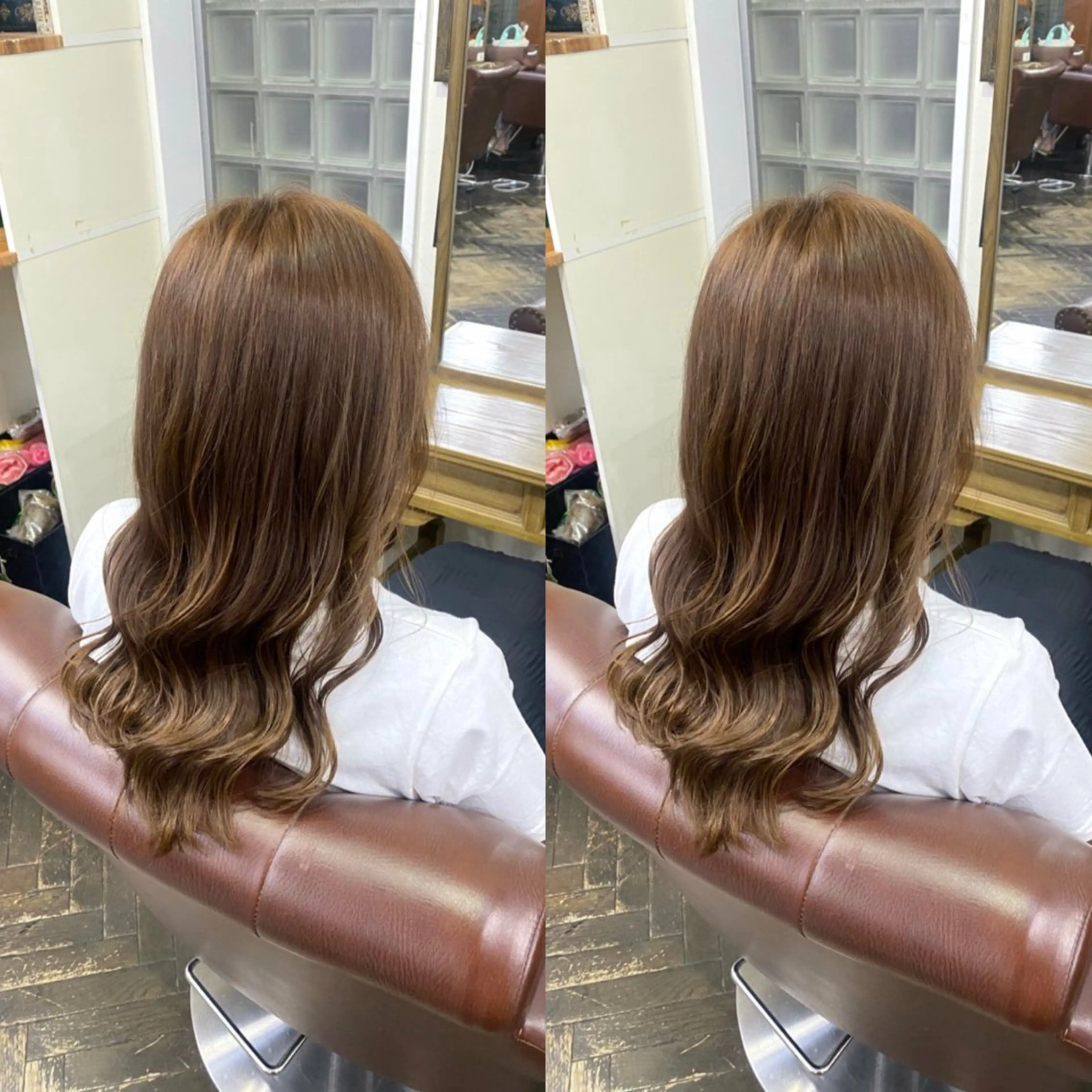 セミロング カラー ヘアアレンジ ベージュカラー 💎ハイトーン/艶 カラー モエカ💎のヘアスタイル