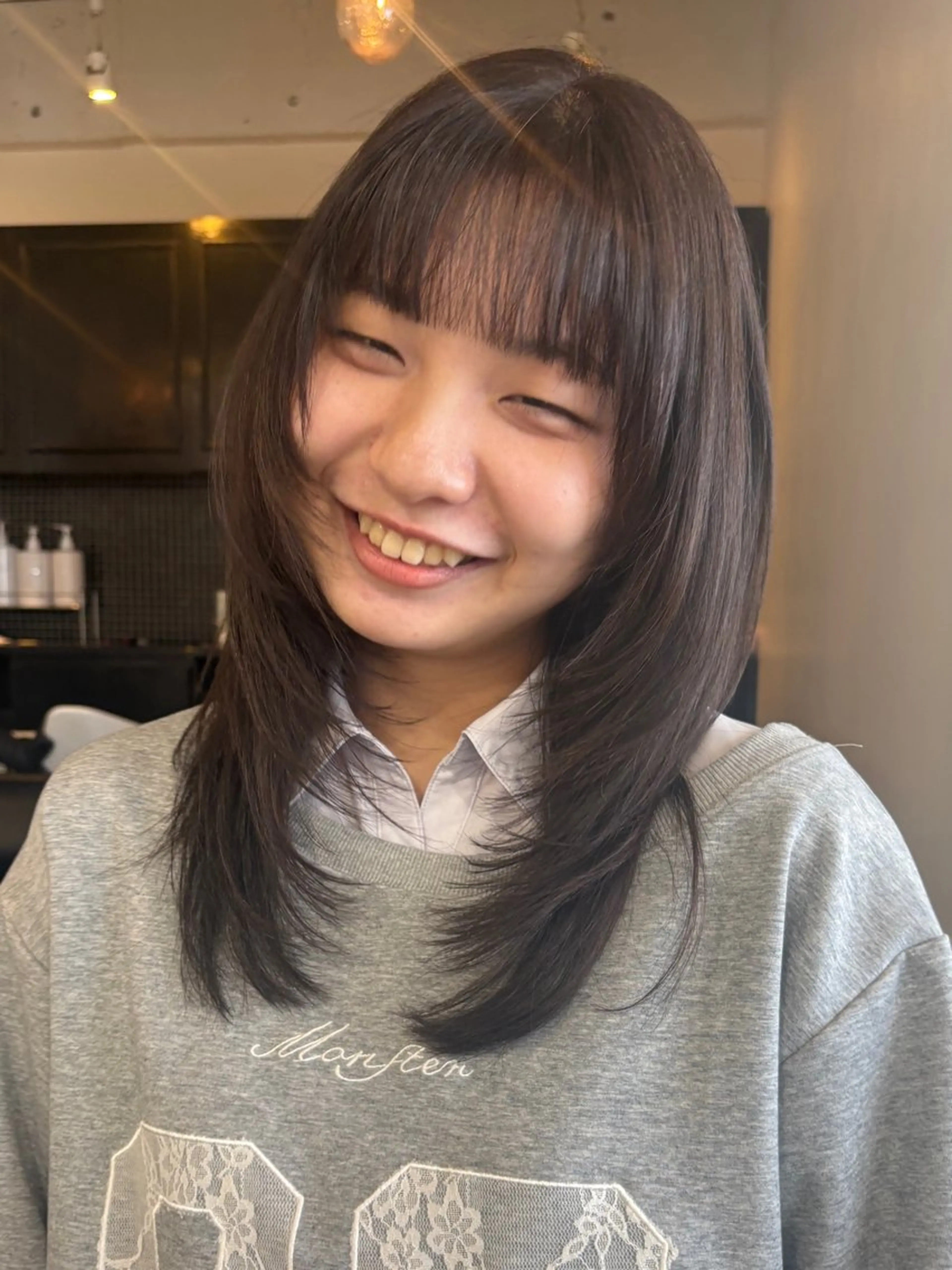 ミディアム カラー カット ヘアカラー トリートメント 韓国レイヤー/ 小顔前髪/RIN🎀のヘアスタイル