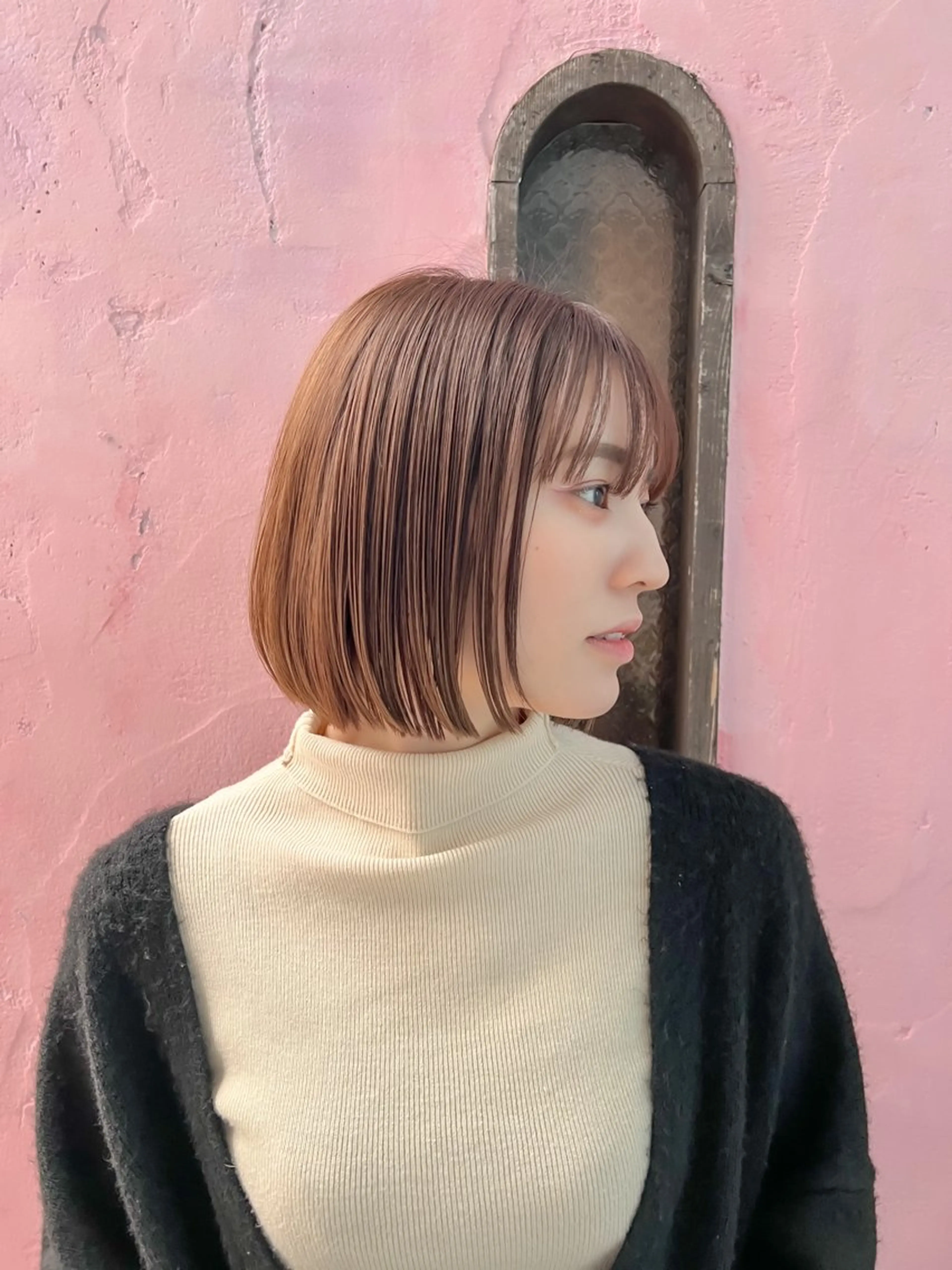 ミディアム カット ヘアカラー トリートメント ボブ/縮毛矯正 髪質改善/もえるのヘアスタイル