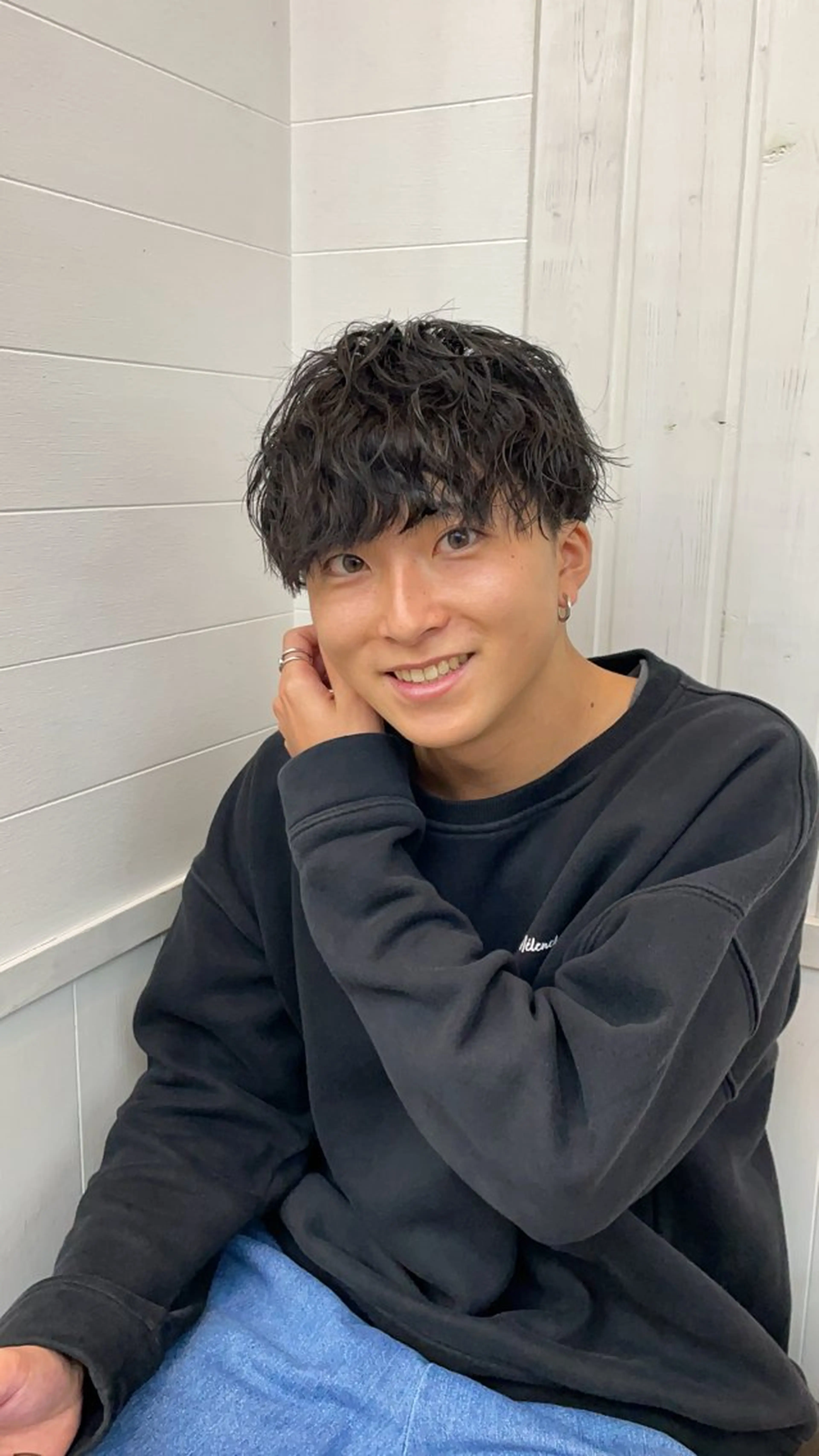 パーマ メンズ RIKU/毛流れ ヘア×眉ワックスのヘアスタイル