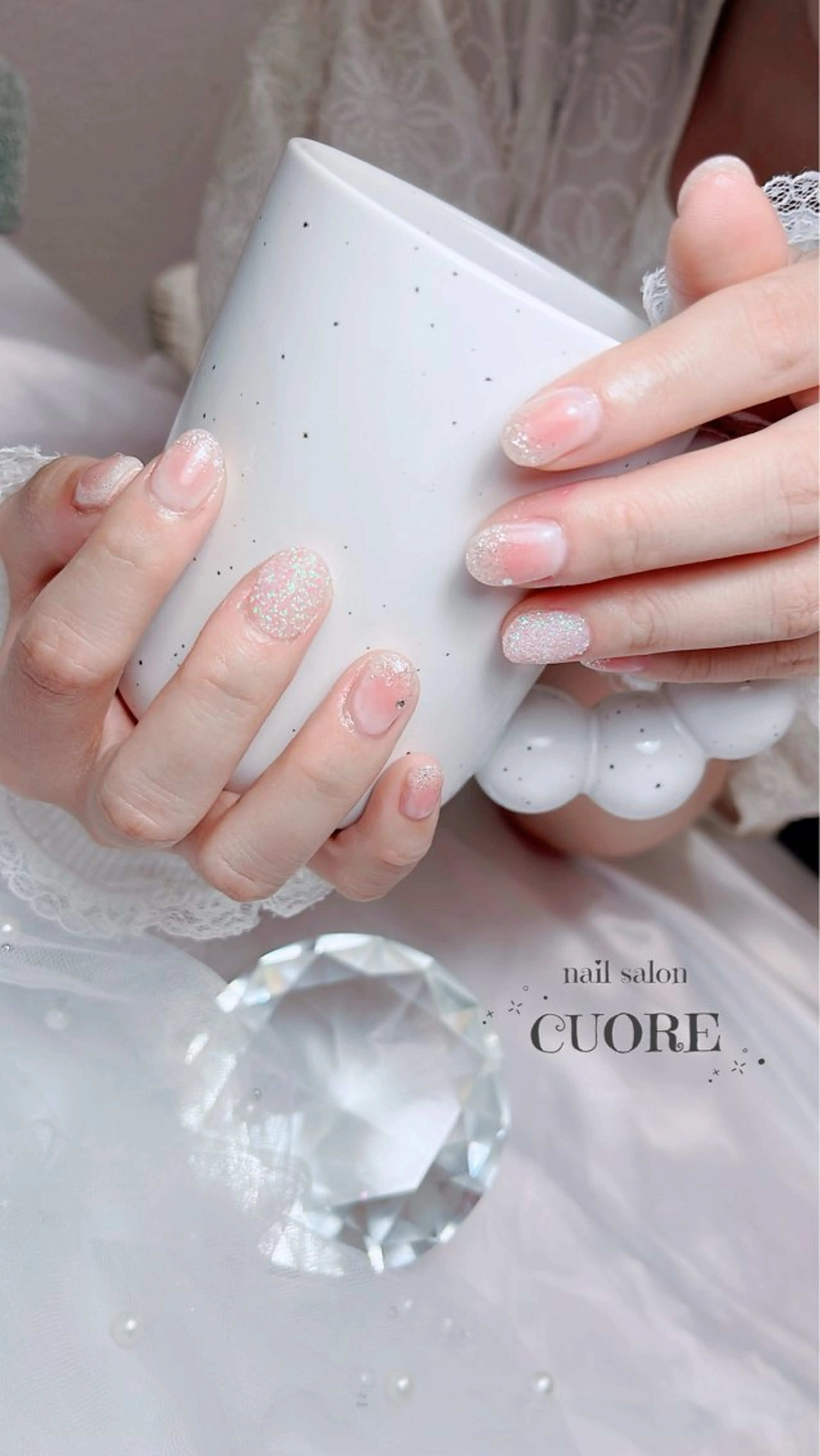 ネイル チークネイル オフィスネイル ショートネイル nail salon CUOREのネイルデザイン