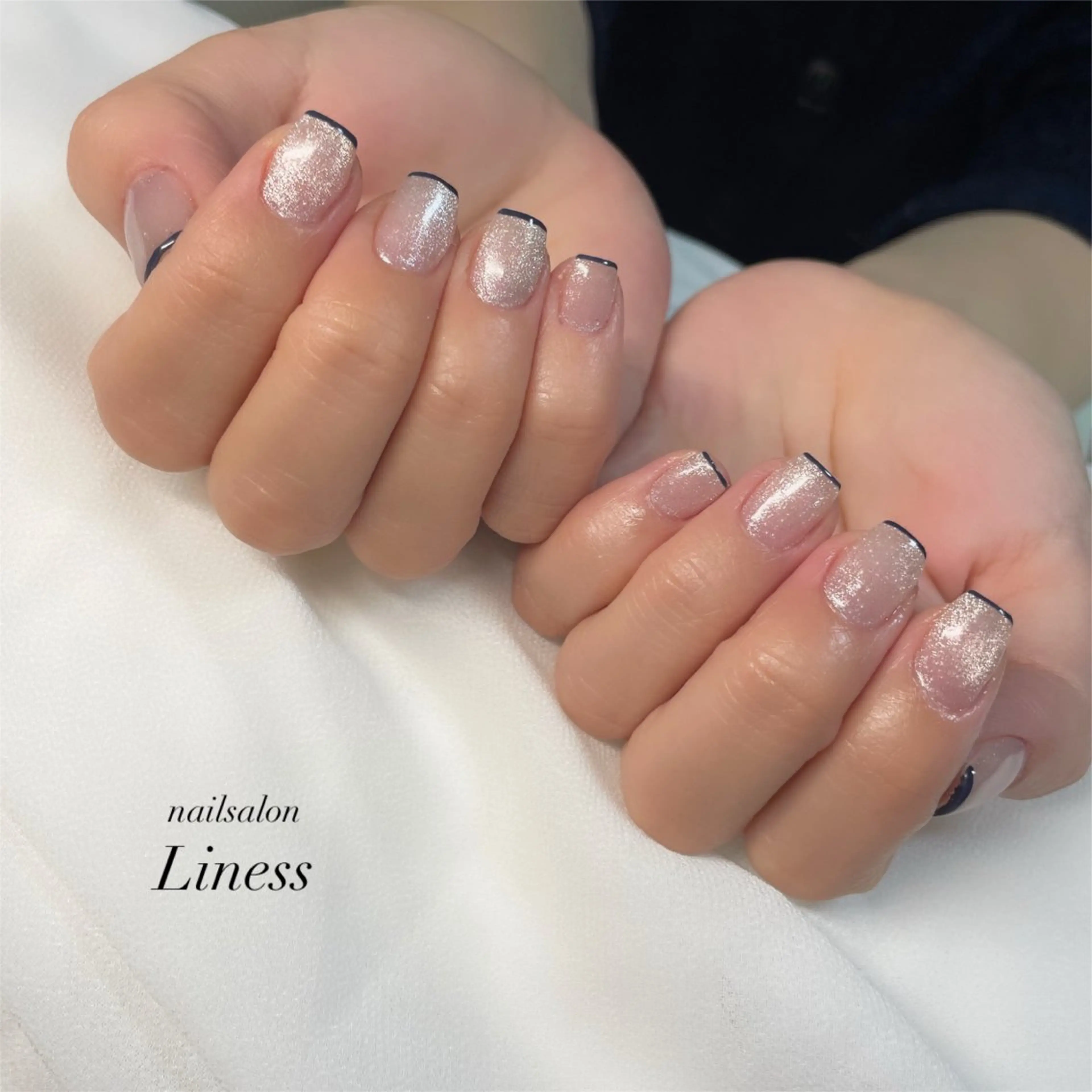 ネイル フレンチネイル マグネットネイル ネイビー オフィスネイル nailsalon Linessのネイルデザイン