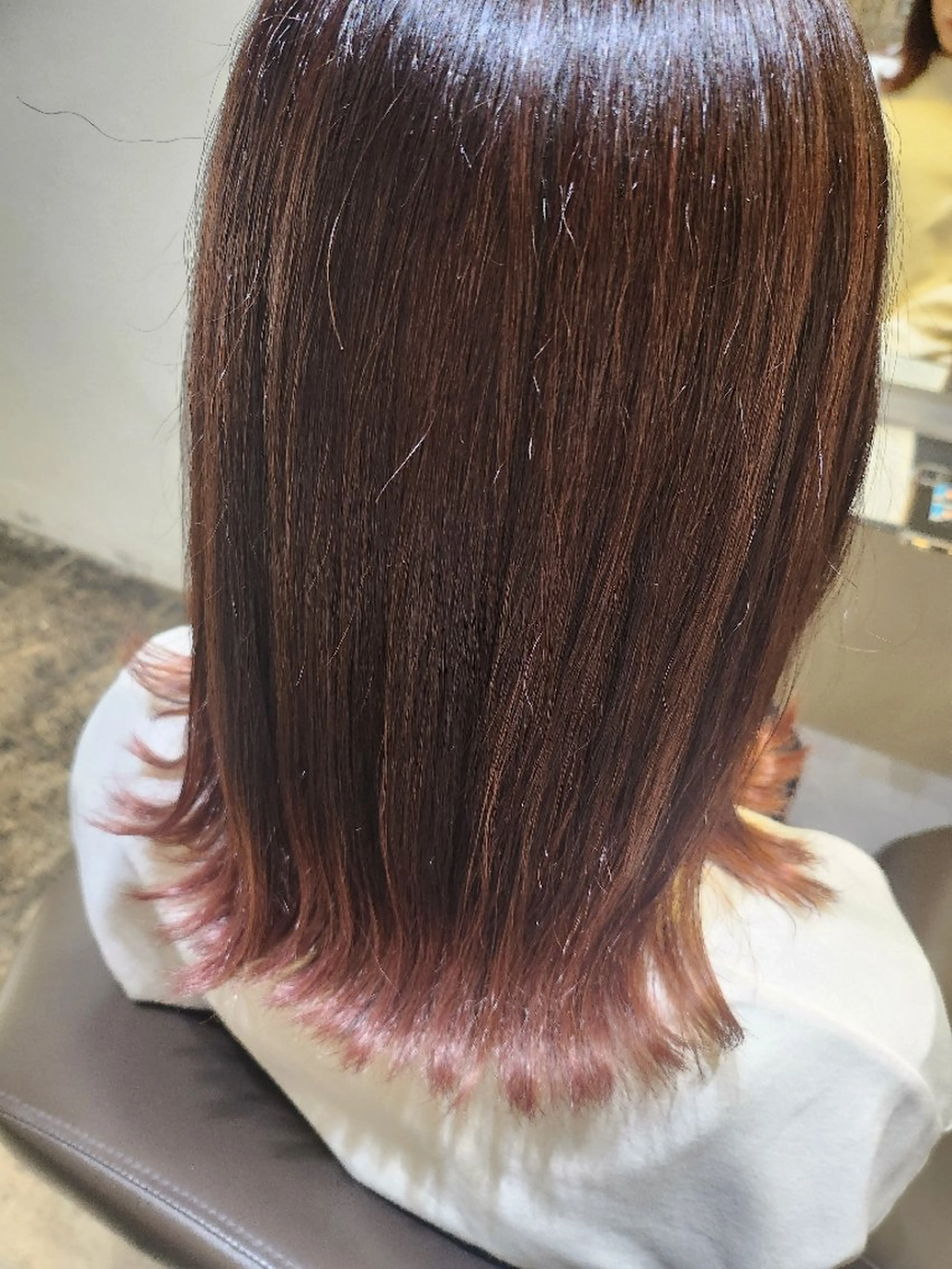 ミディアム ピンクラベンダー トリートメント カット ヘアカラー トリートメント デザインカラー Lienのヘアスタイル