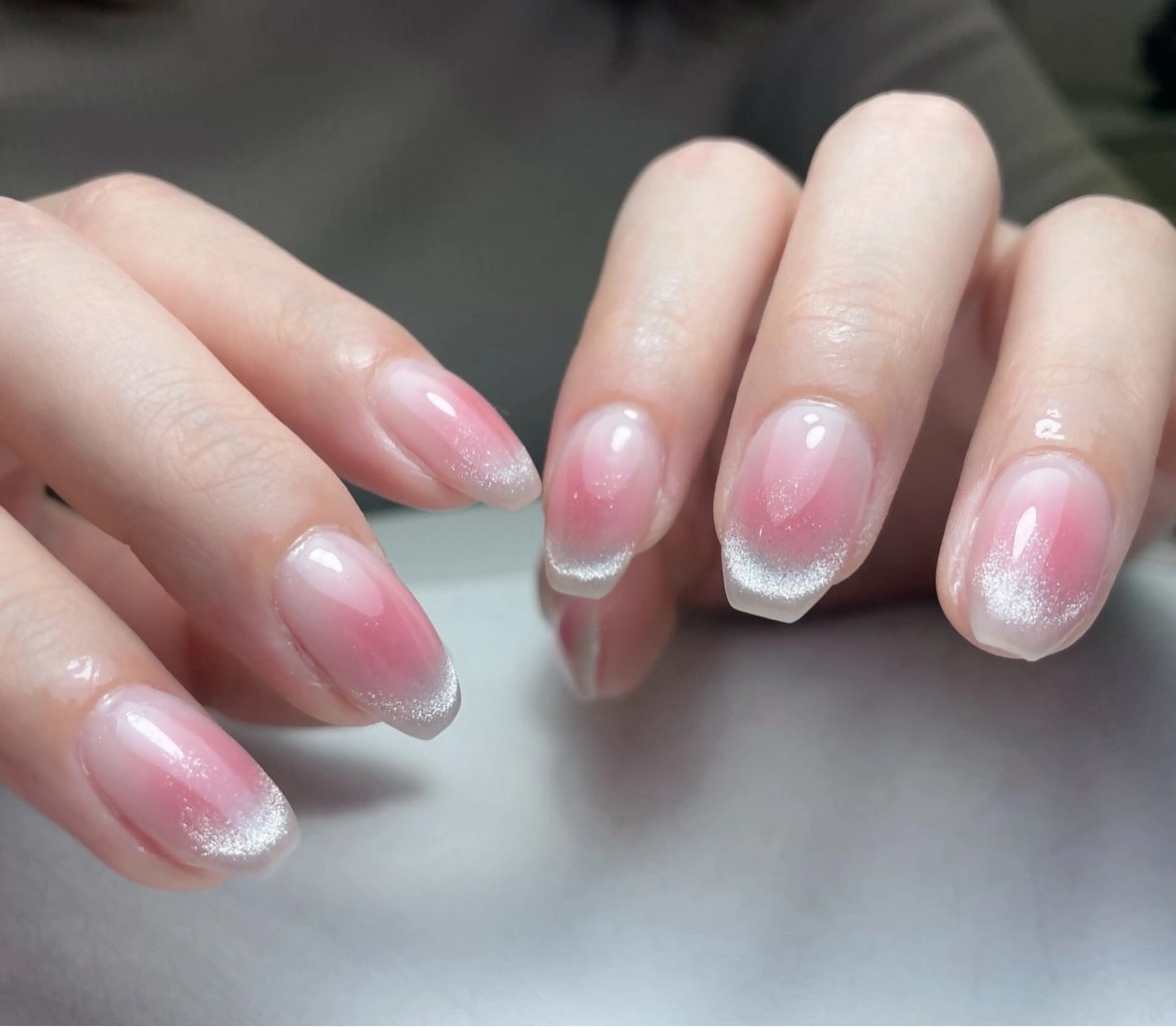 ネイル オーロラネイル 長さ出し フットネイル フレンチネイル ジェルネイル 中野駅から2分 MEO NAILのネイルデザイン