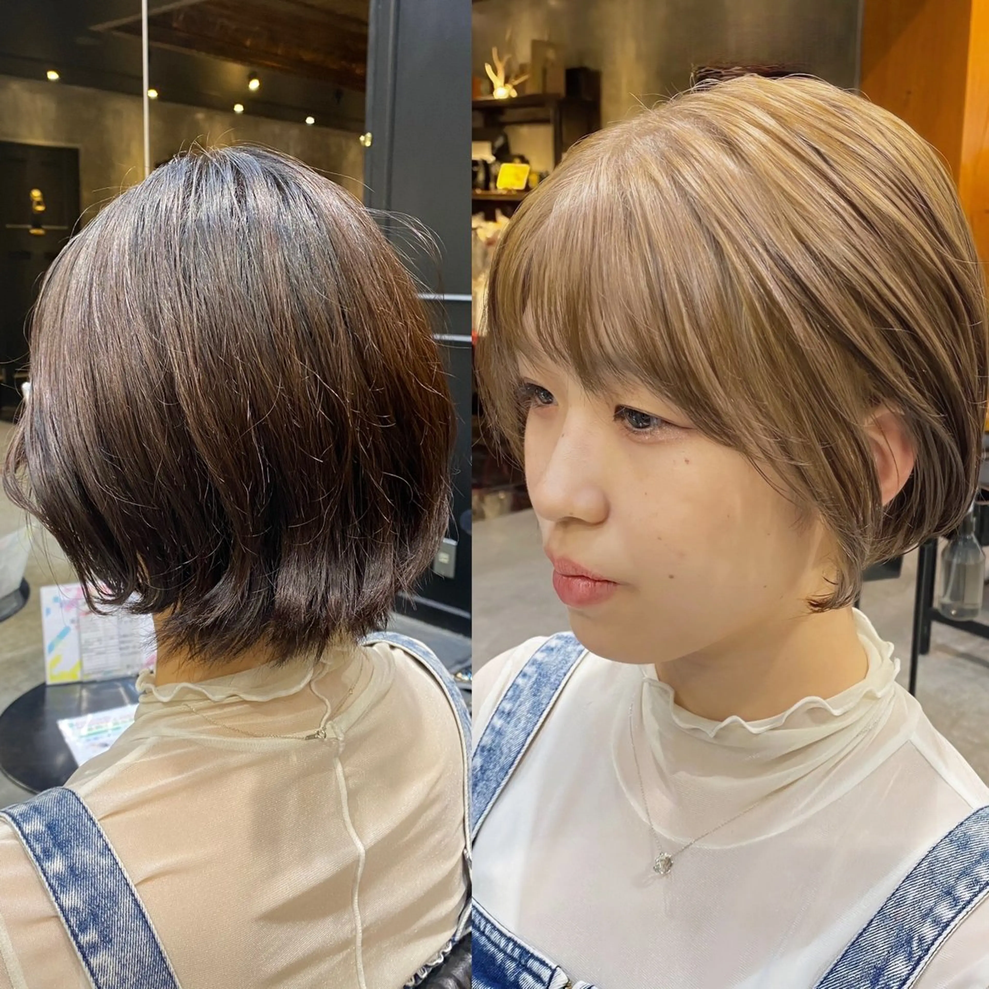 ショート カラー ベージュカラー ブリーチ ダブルカラー ミルクティーベージュ ブリーチなしカラー カット ヘアカラー 透明感カラー🌿 グレージュ🐺陽介のヘアスタイル