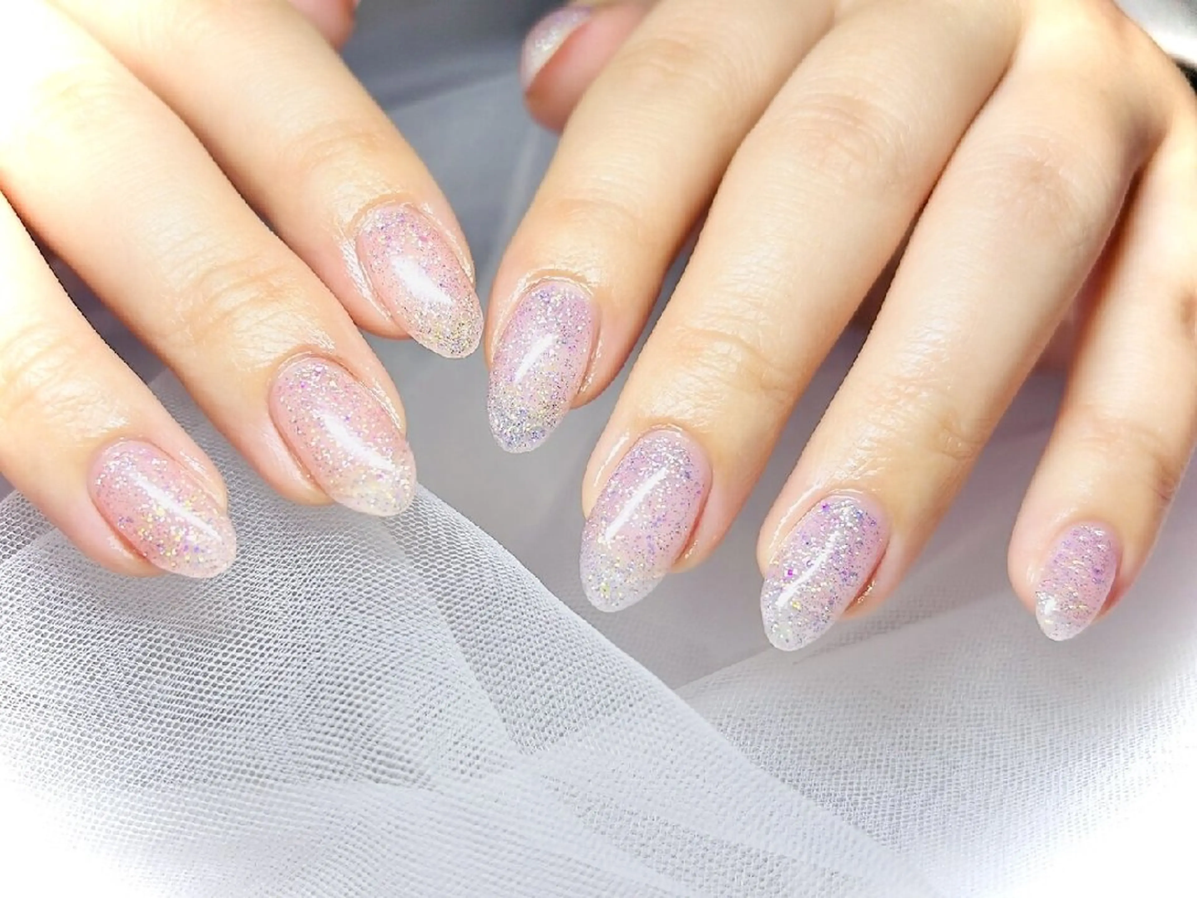 ネイル クリアネイル フラッシュネイル キラキラネイル ワンカラーネイル ハンドネイル JULIE NAILのネイルデザイン
