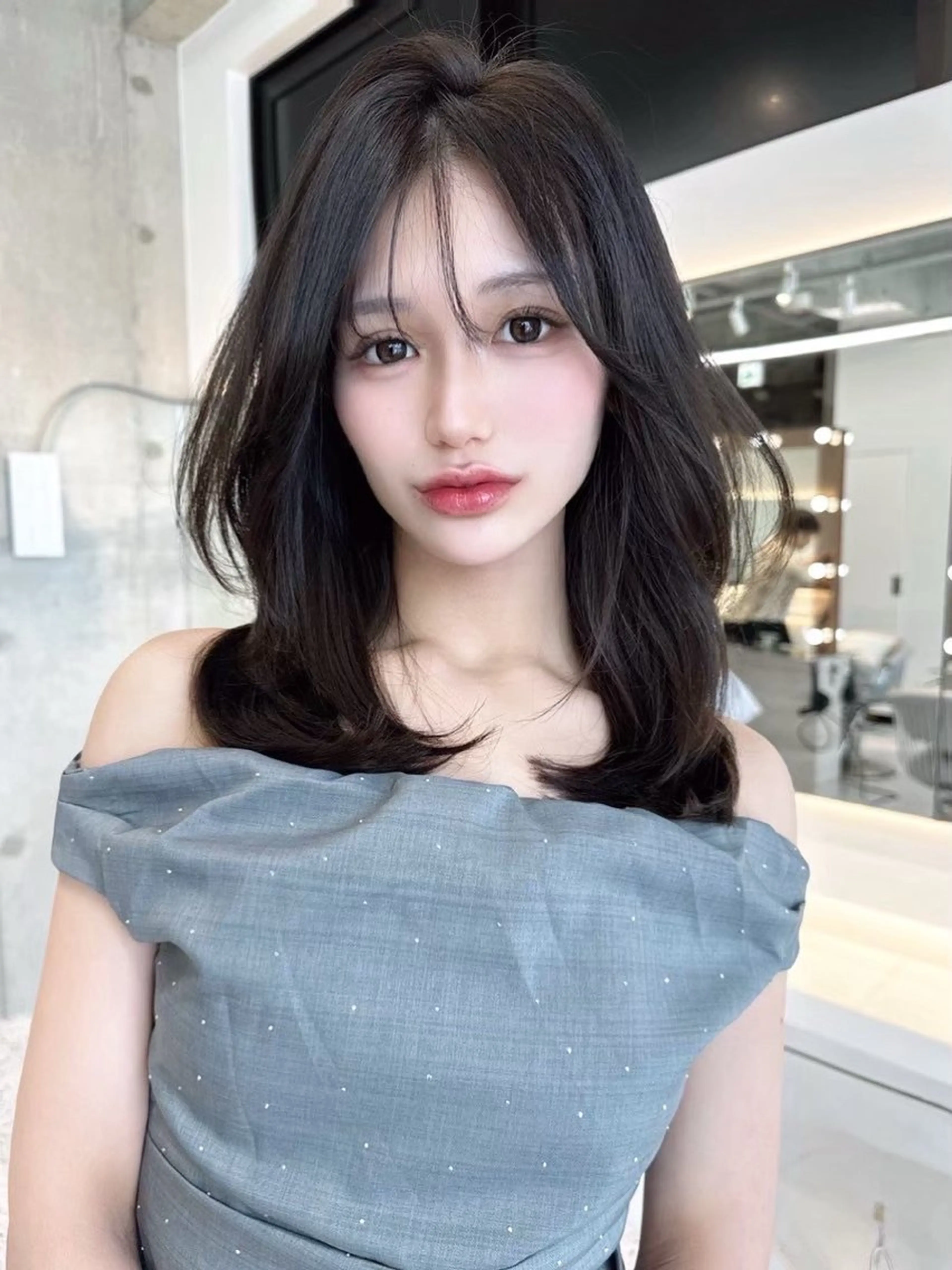 ロング カラー 黒髪 韓国風ヘア 韓国ヘア/摂津 愛香🎀🪽のヘアスタイル