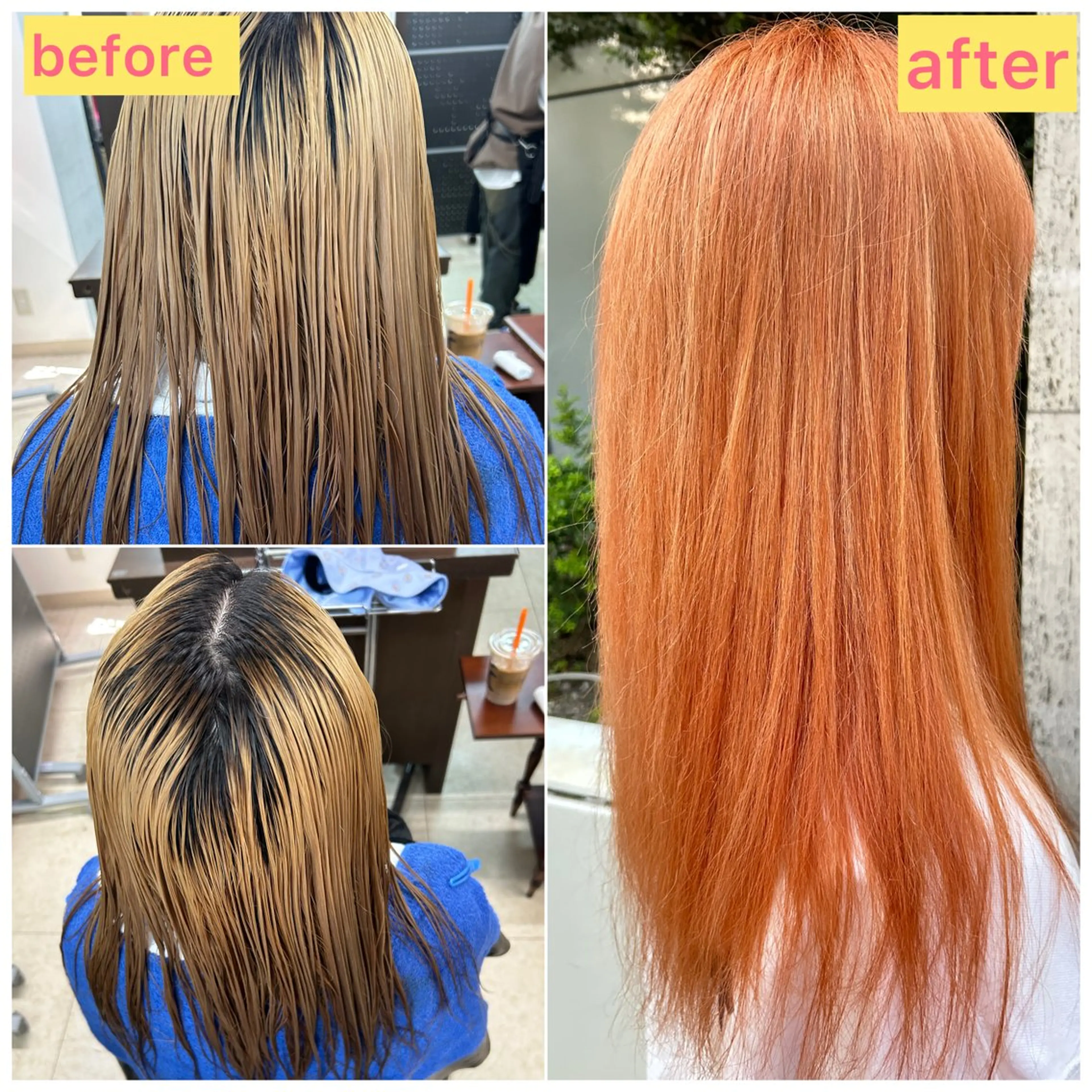 ロング カラー ブリーチ オレンジ 🌈キムラ ヒナタ🌈のヘアスタイル