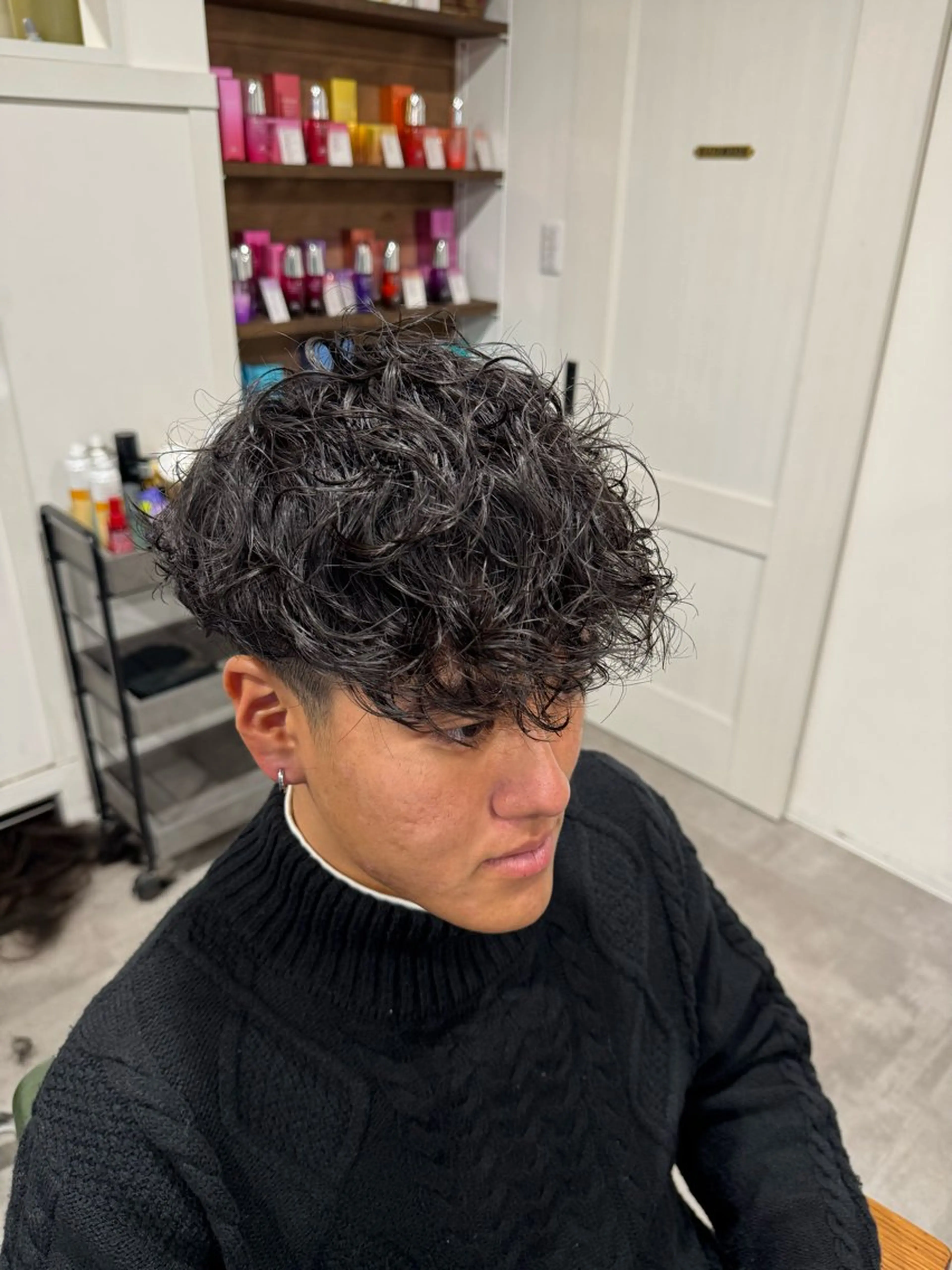 パーマ メンズ 平尾/艶カラー/ アッシュ系/中川誠大のヘアスタイル