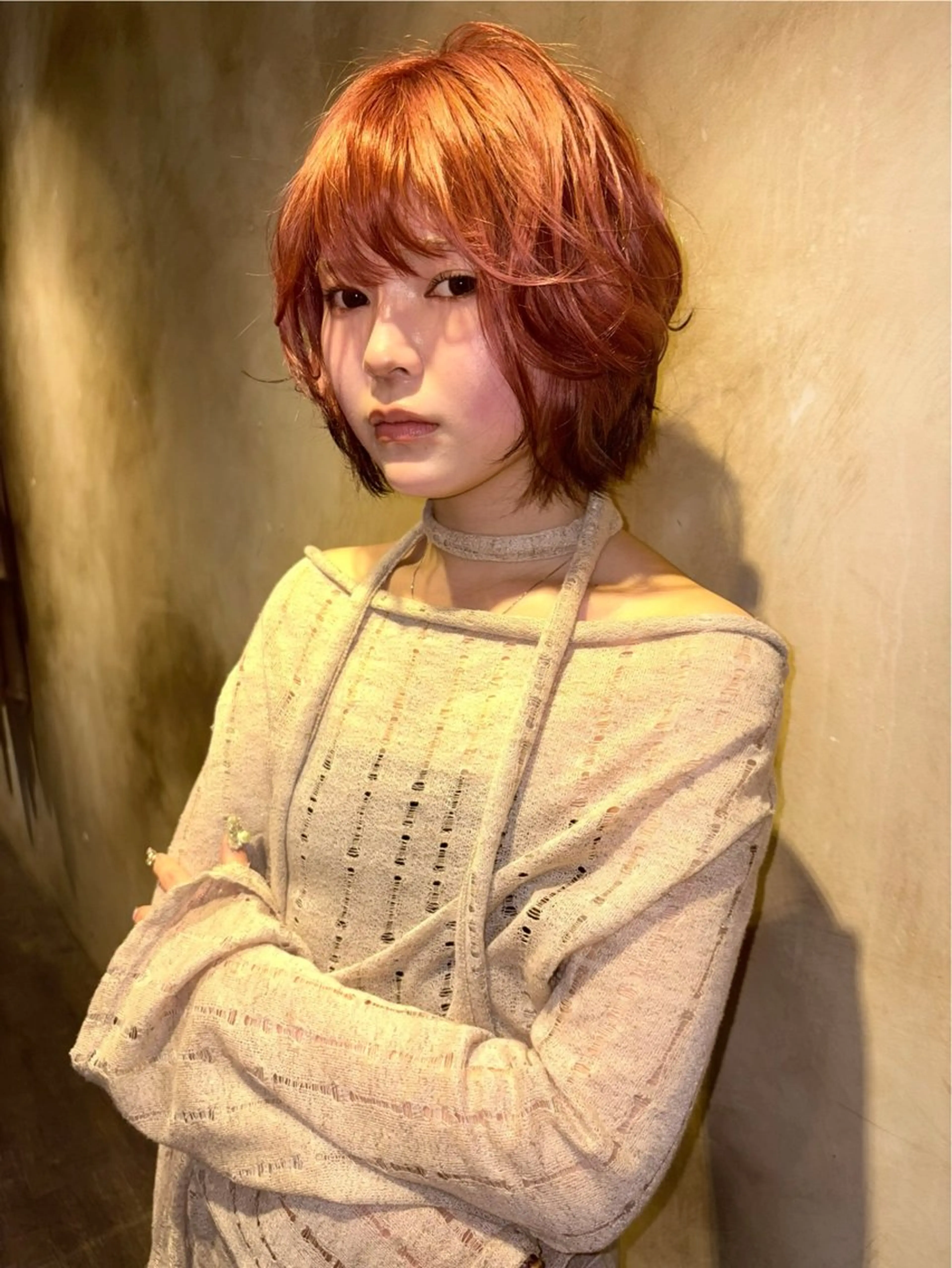 ミディアム カラー ブラウンカラー デザインカラー ピンクカラー ヘアカラー lot Kanau ハイトーン／デザインのヘアスタイル