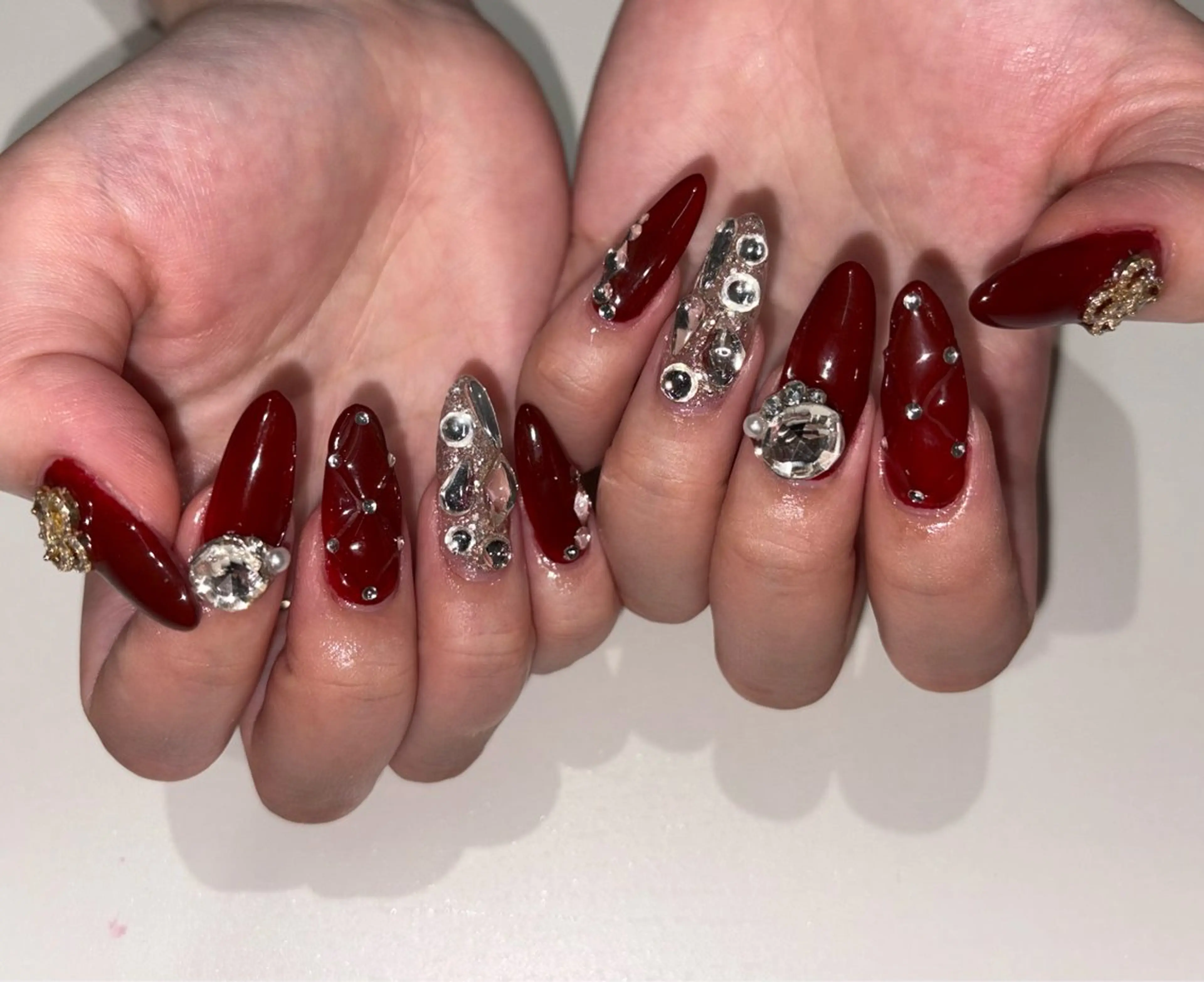 ネイル アートネイル ボルドー スカルプネイル ハンドネイル NAILSALON ViViのネイルデザイン