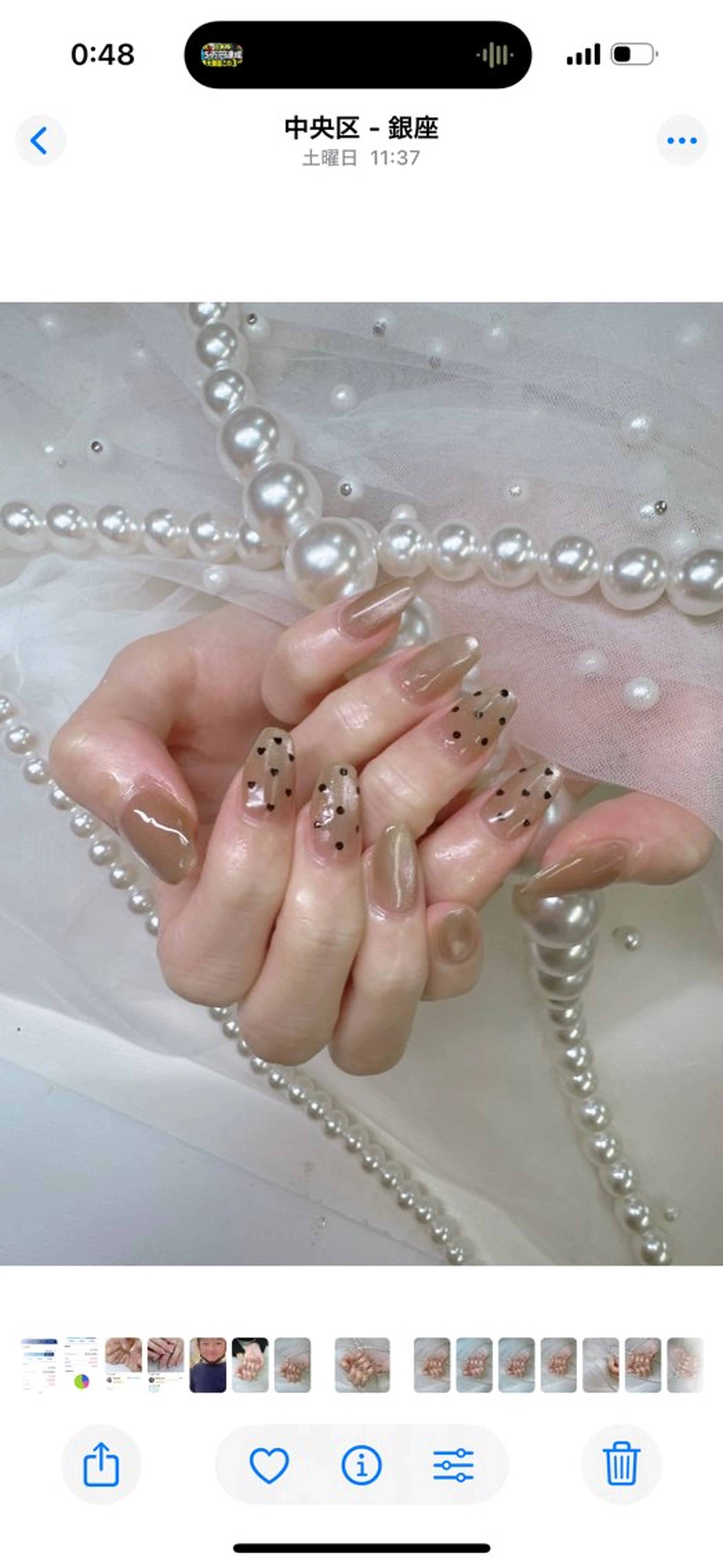 ネイル アートネイル ドット フレンチネイル ガラスフレンチ キラキラネイル ハンドネイル Queeens nailのネイルデザイン