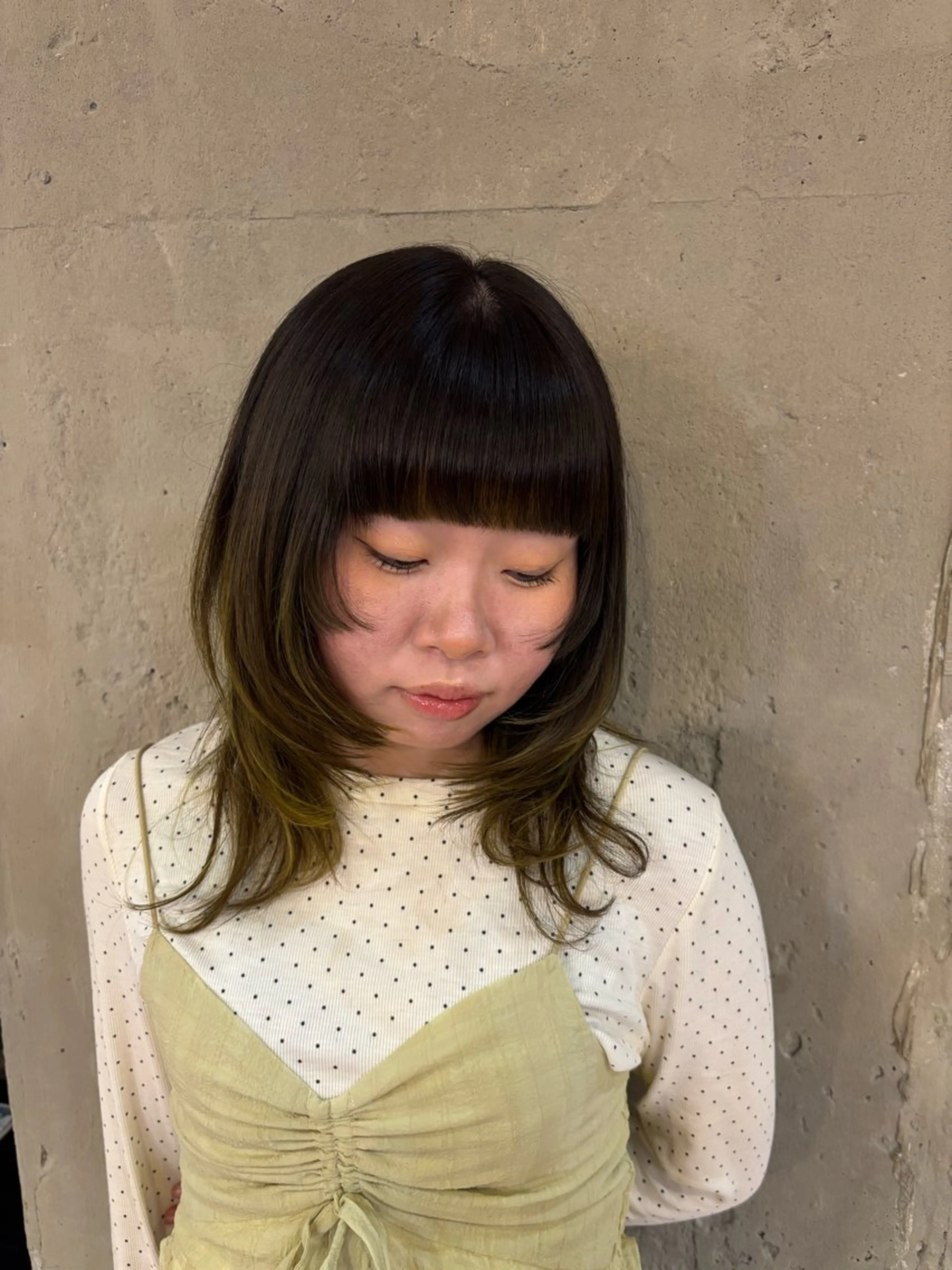 セミロング カラー カット オクギシ チヒロのヘアスタイル