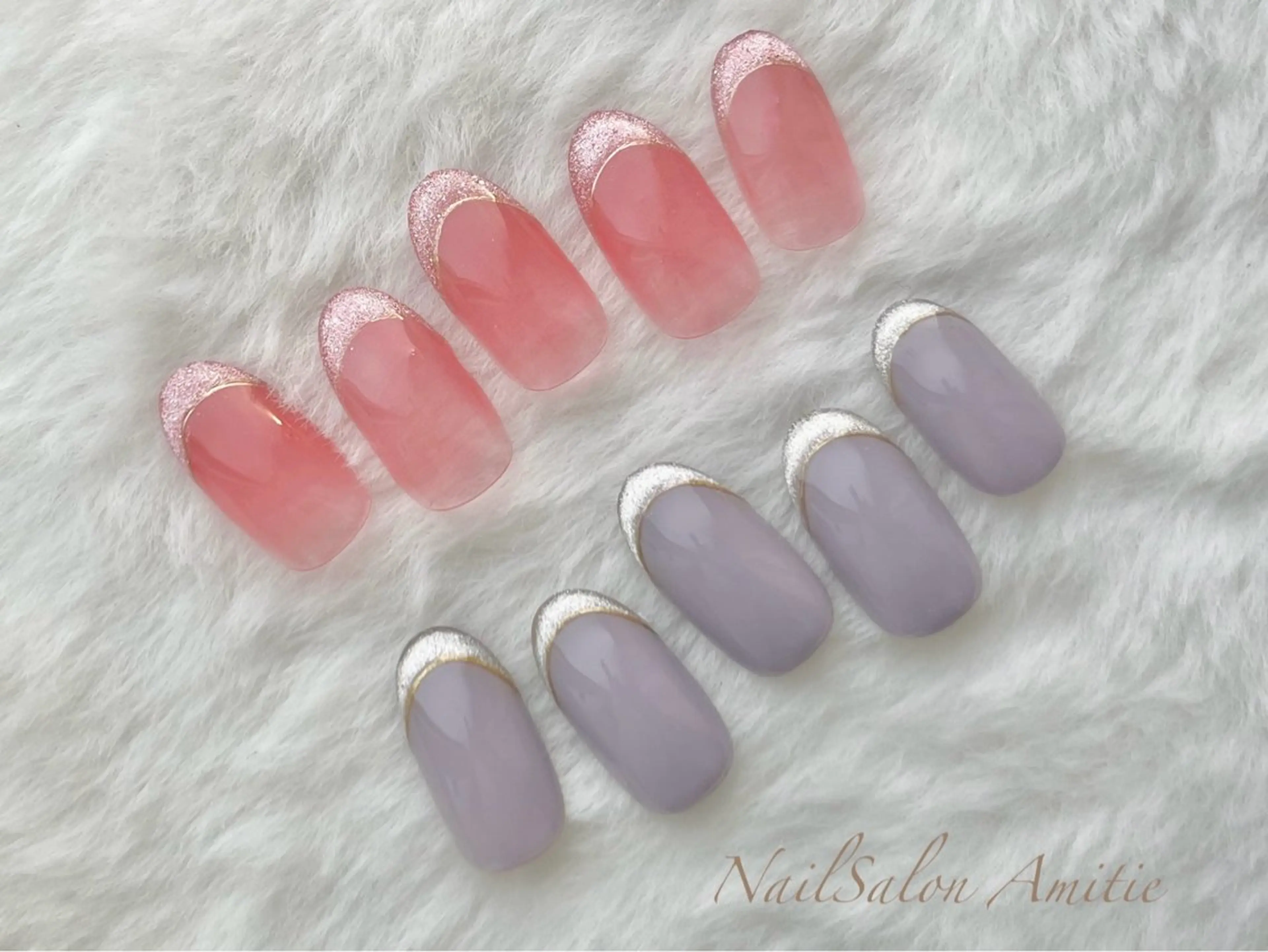 ネイル フレンチネイル キラキラネイル マグネットネイル マグネットフレンチ NailSalon Amitieのネイルデザイン