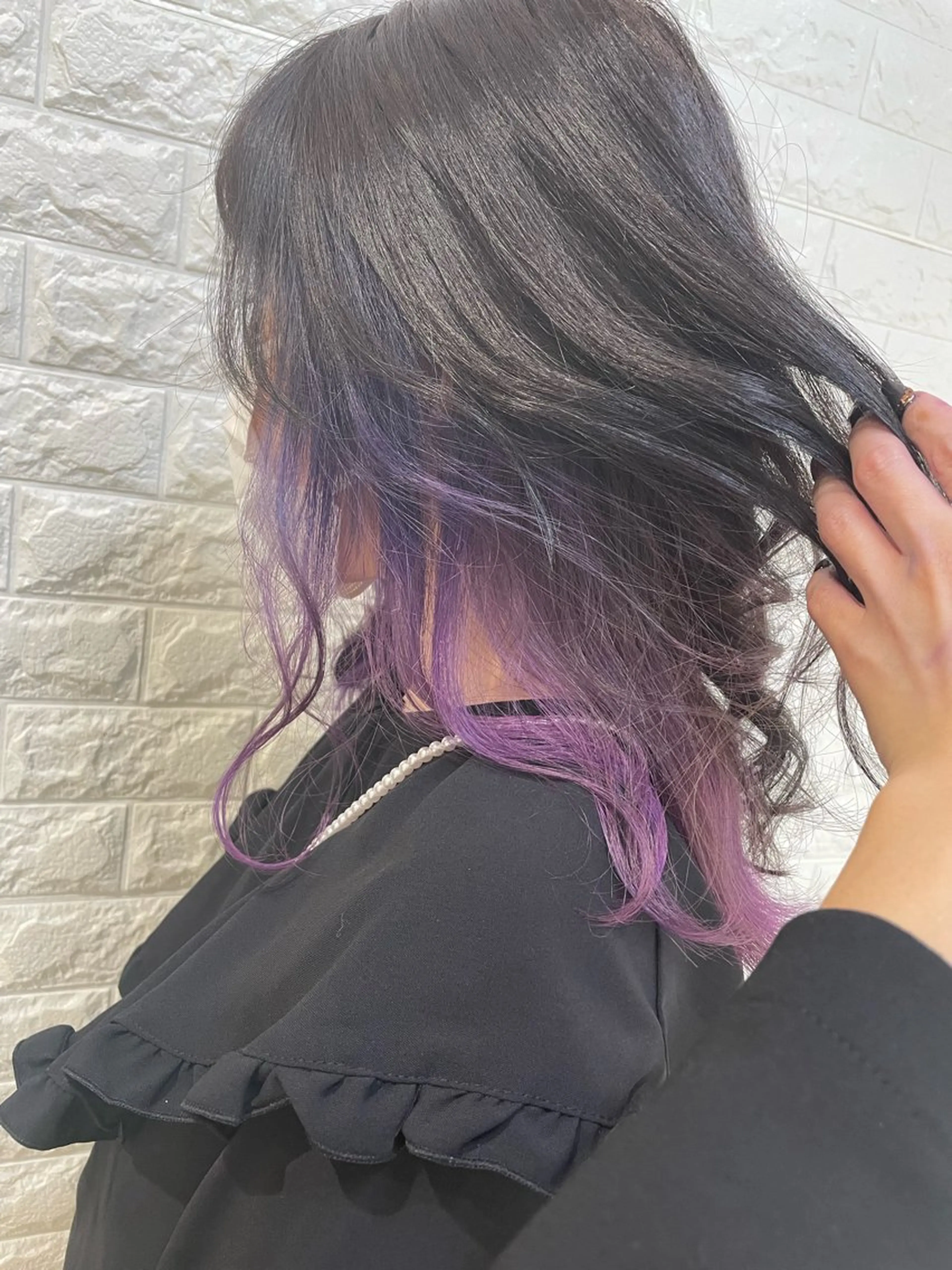 セミロング カラー ブリーチ ピンクカラー ヘアカラー 福森 みずきのヘアスタイル