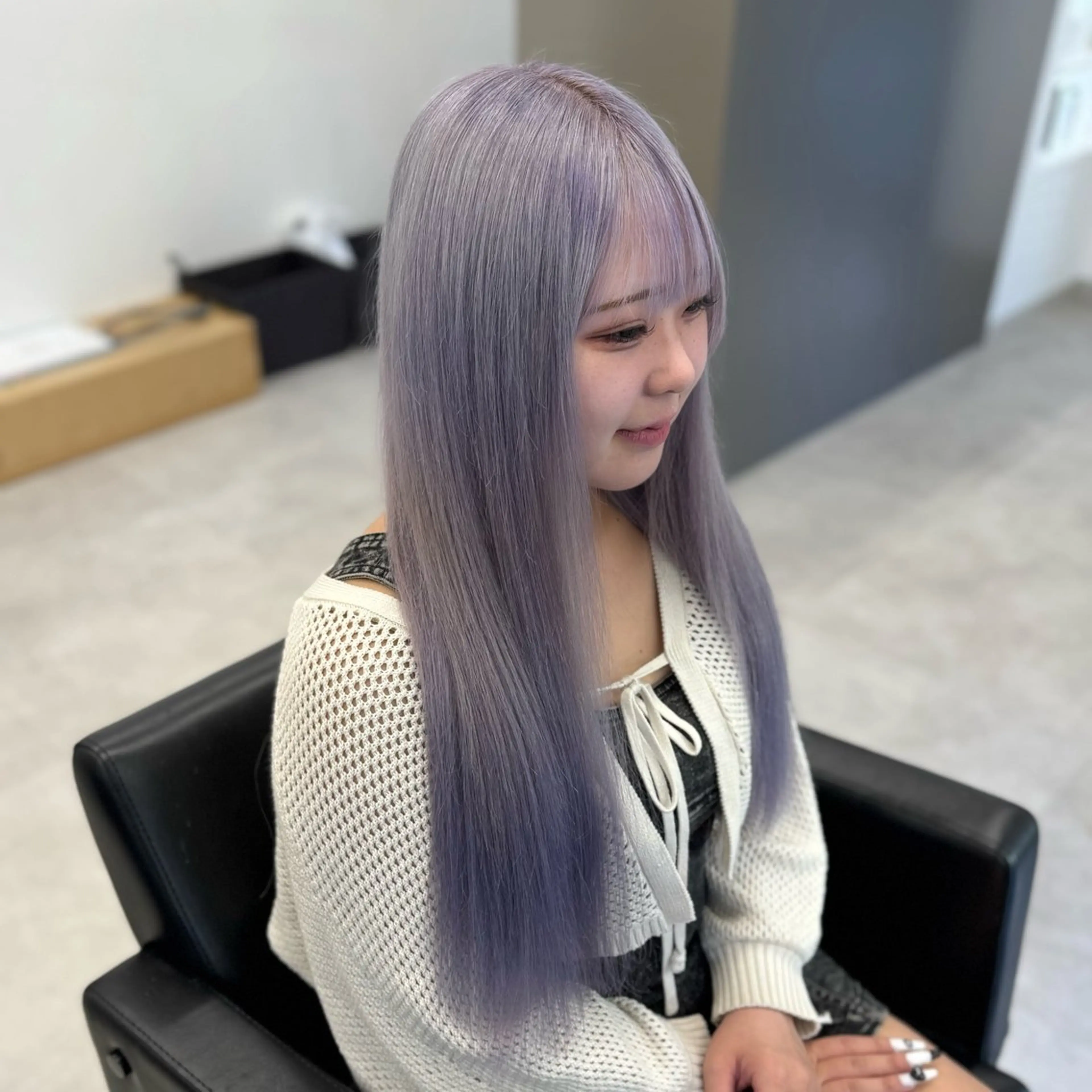 ロング カラー ブリーチ ラベンダーカラー カット ヘアカラー ハイトーン/エクステ /韓国ヘアKENTAのヘアスタイル