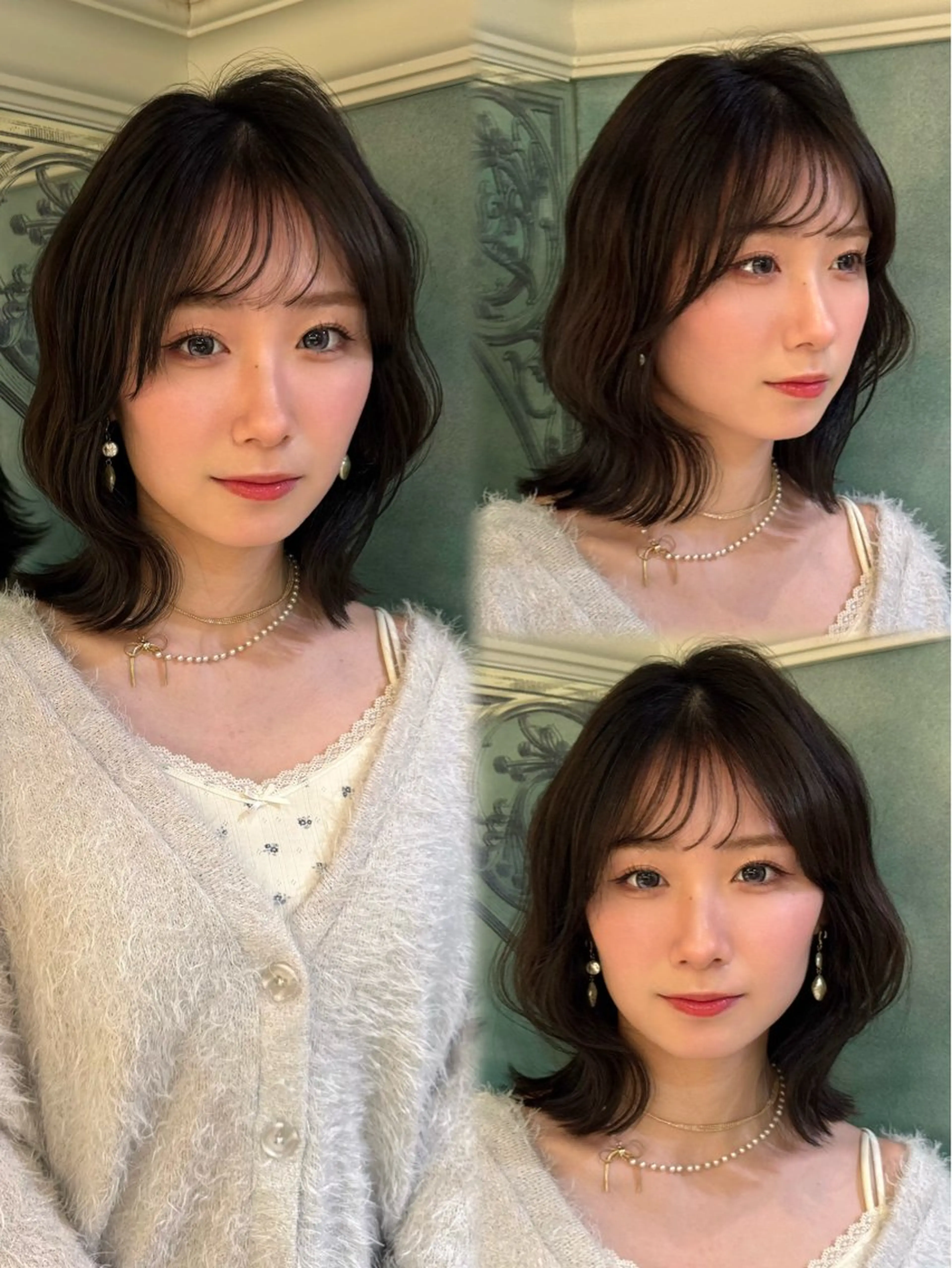 ミディアム カット ヘアカラー トリートメント ボブ/透明感カラー /艶髪/しなる🌷のヘアスタイル