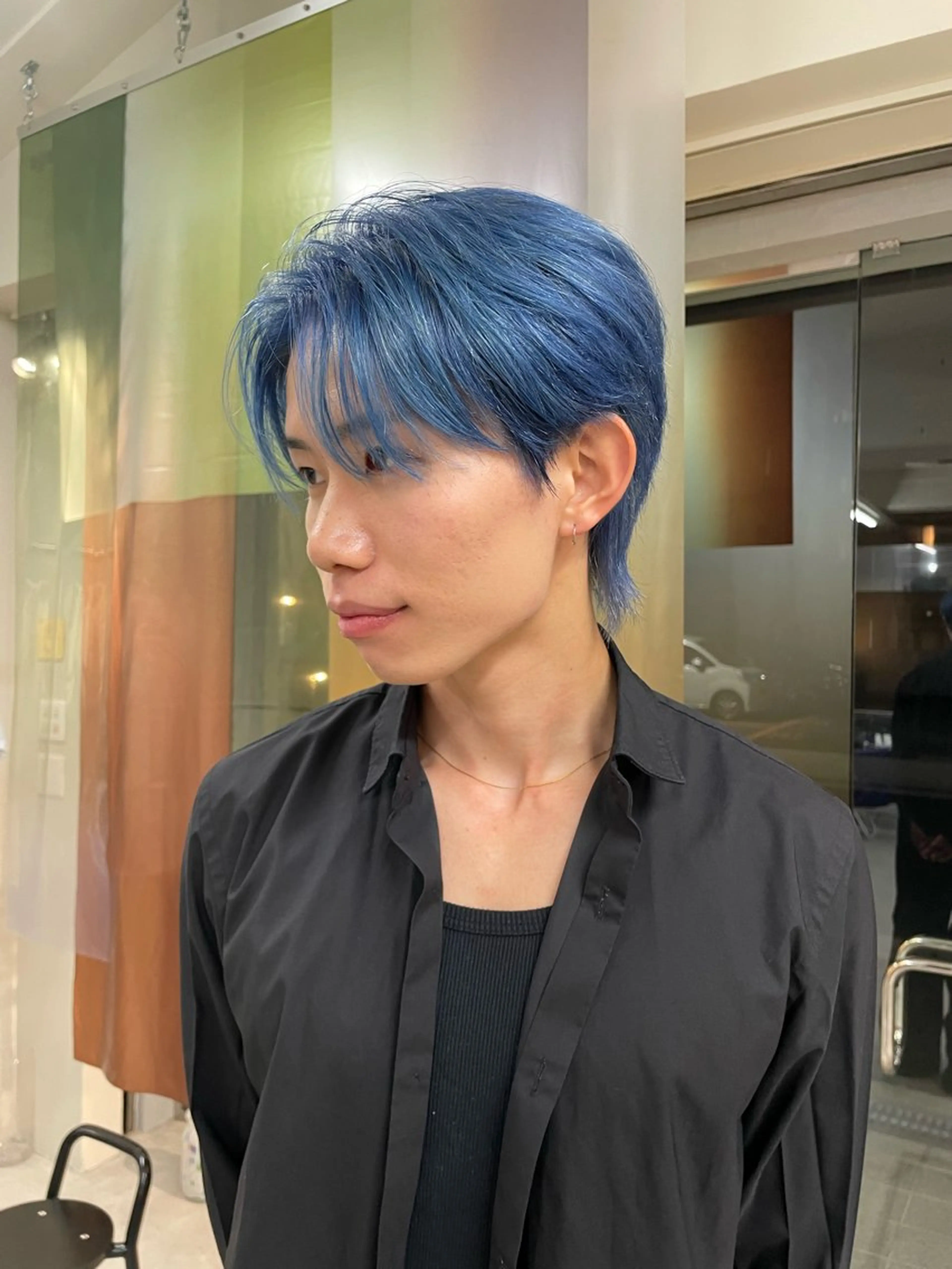 ショート カラー メンズ メンズブリーチ ブリーチ ブルーカラー mana/ハイトーン /ヘアセット🎀のヘアスタイル