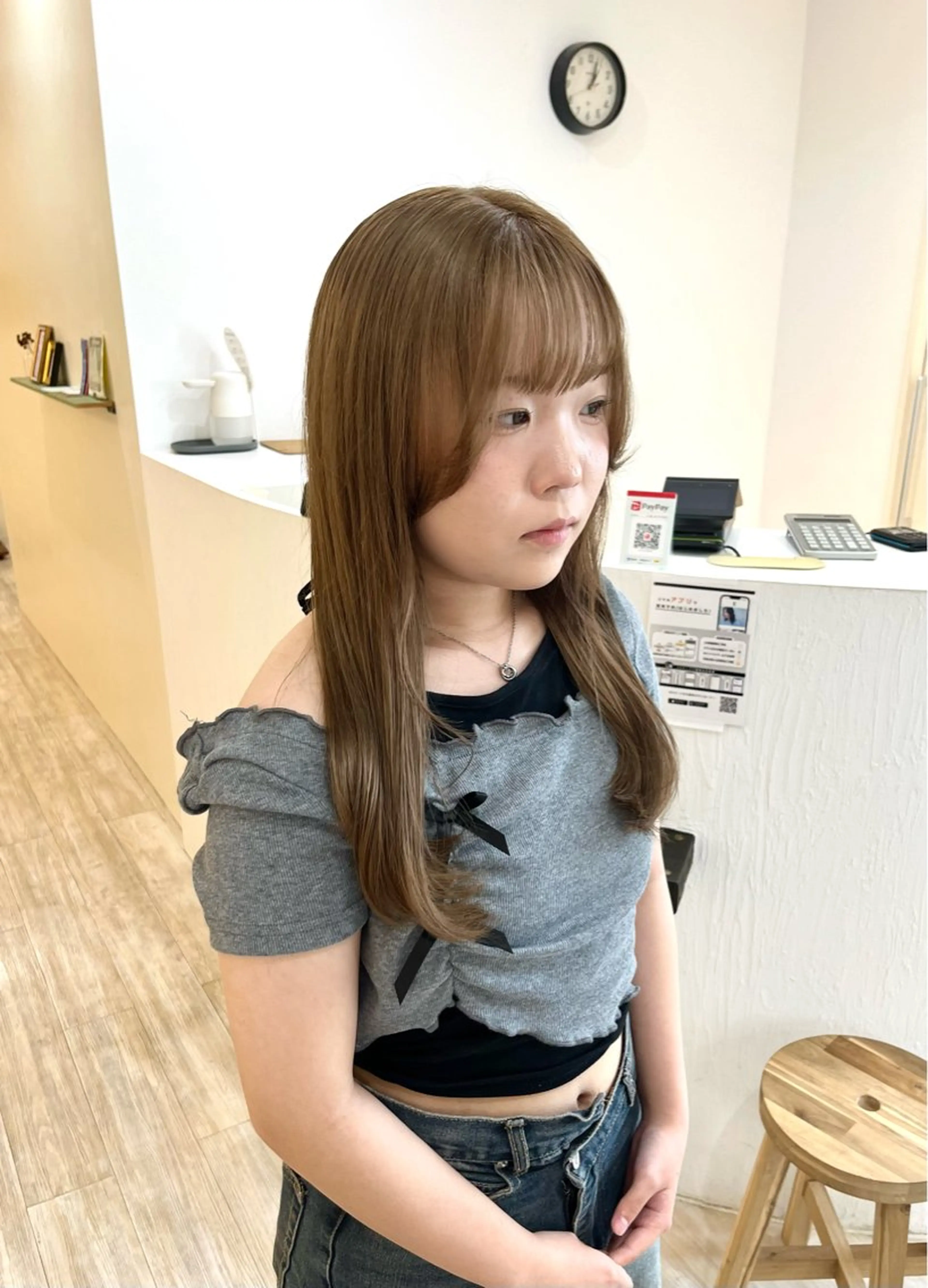 セミロング カラー つぼみ/パーマ ／レイヤー／ボブのヘアスタイル