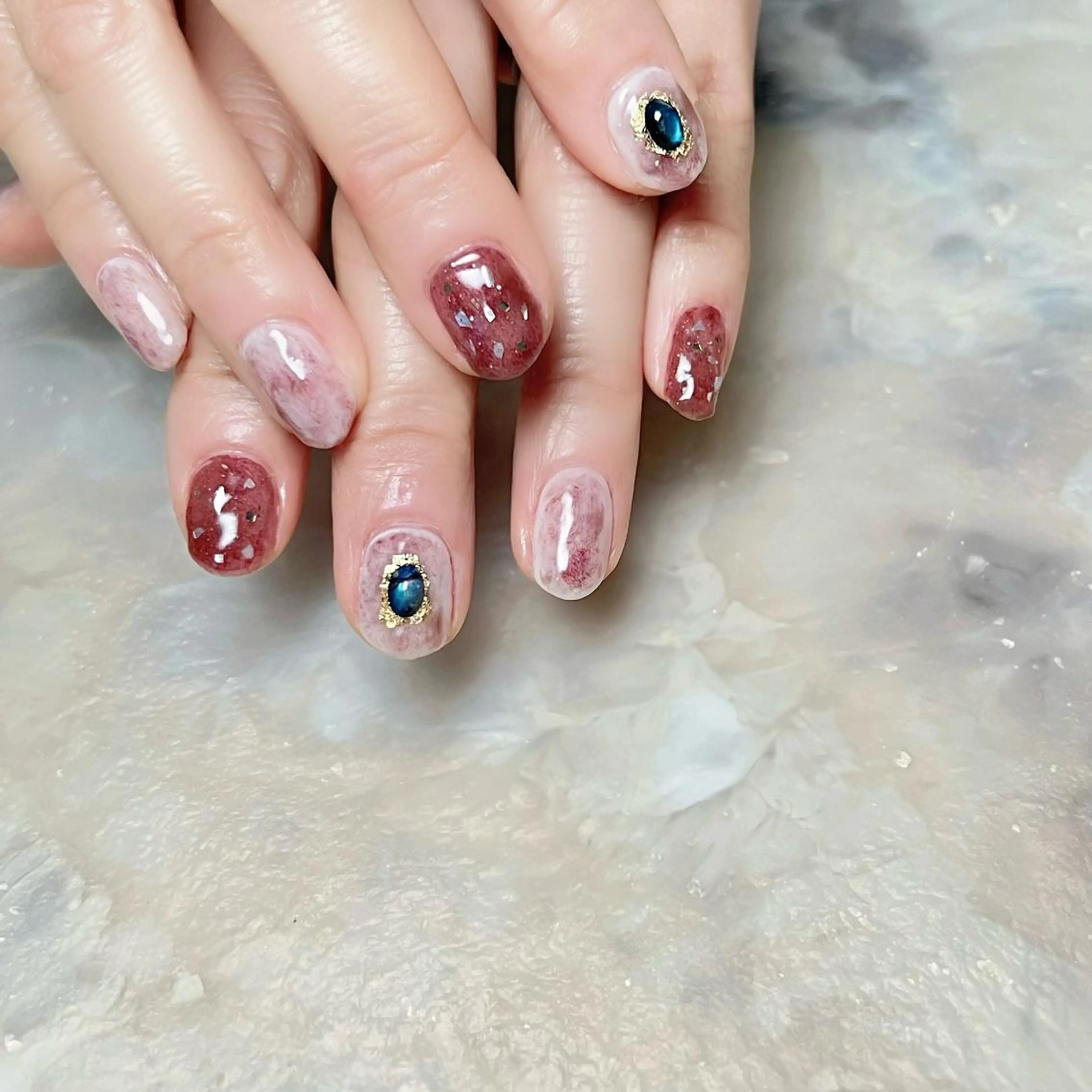 ネイル マグネットネイル ニュアンスネイル ショートネイル gemickle nailのネイルデザイン