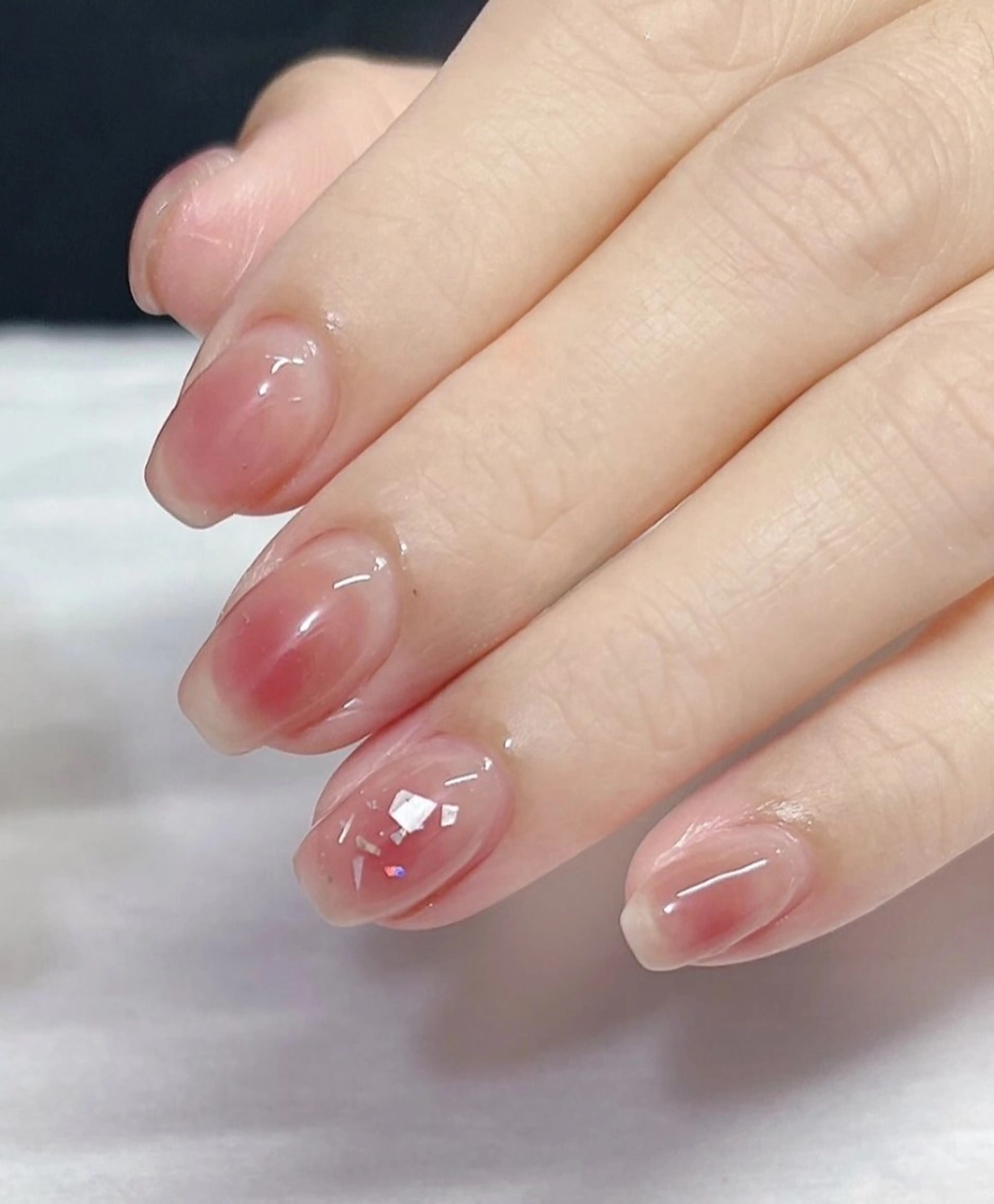 ネイル フレンチネイル ジェルネイル ガラスフレンチ ゴージャス グラデーション 大門浜松町 ネイルのネイルデザイン