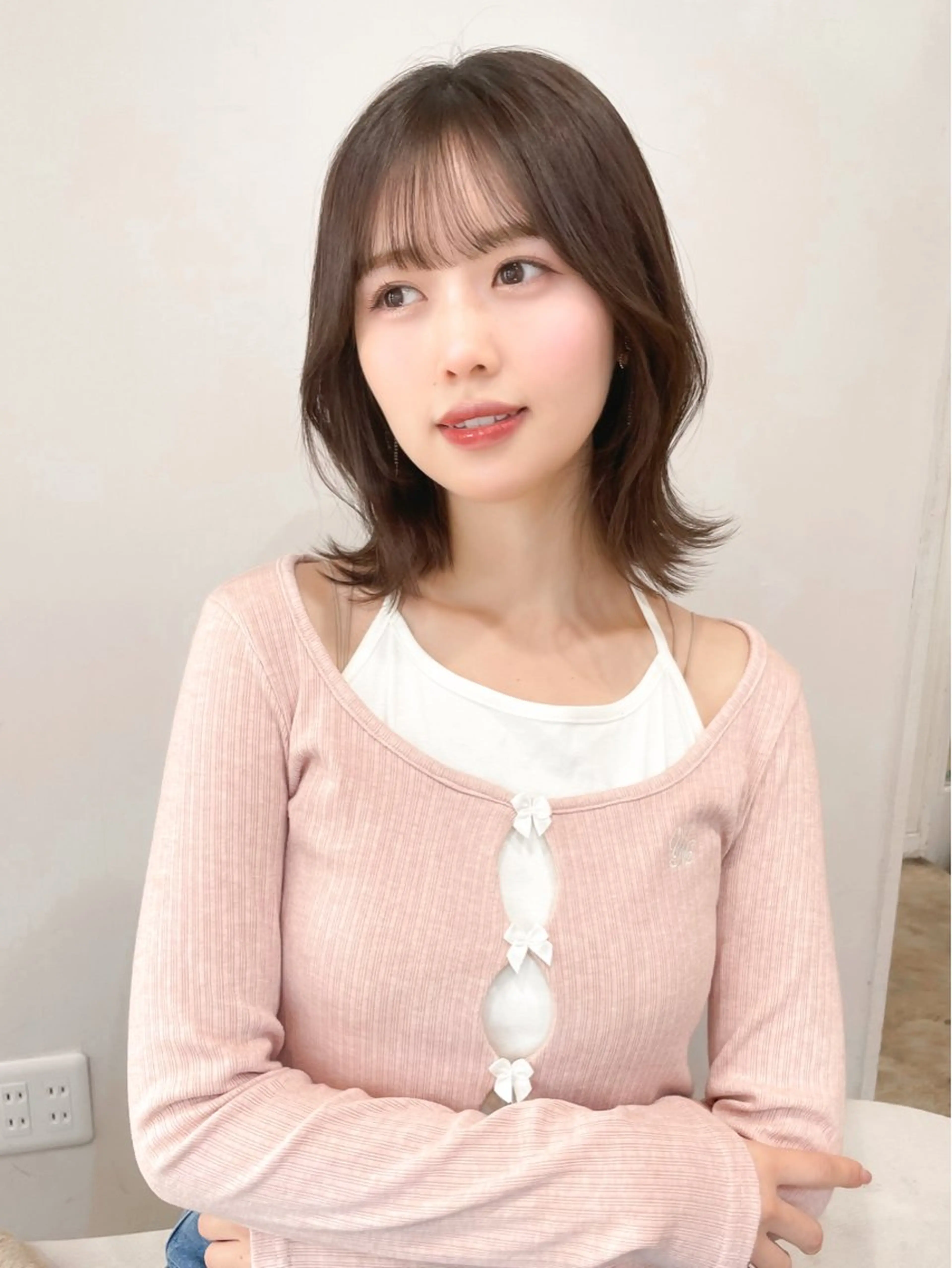 ミディアム カラー バレイヤージュ ベージュカラー ブリーチ ケアブリーチ ダブルカラー ミディアム/顔周り/ ベージュ🌼mayuのヘアスタイル