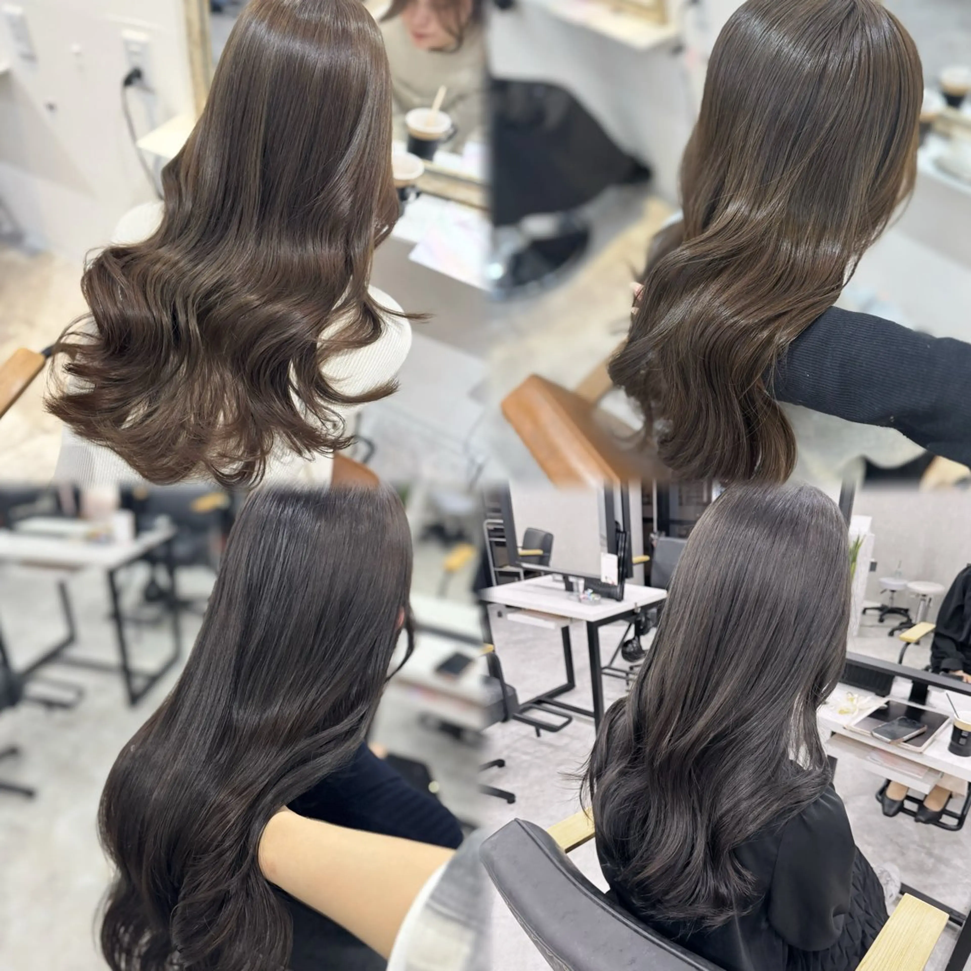 ロング カラー アッシュ アッシュブラウン ベージュカラー 黒髪 ブリーチ カット ヘアカラー トリートメント 赤み無し柔らかカラー 【梅田】madokaのヘアスタイル