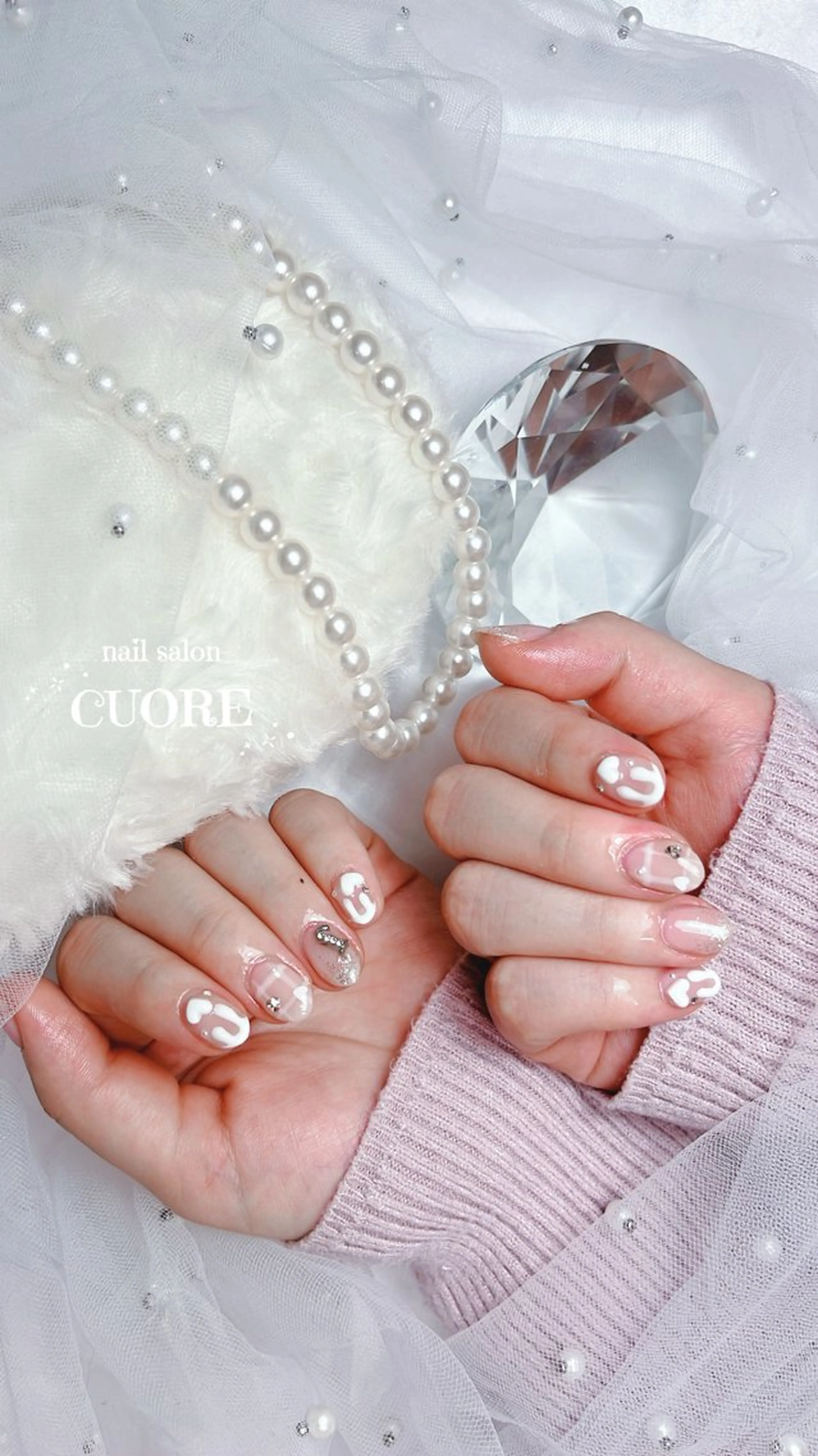 ネイル ハート バレンタイン 冬ネイル nail salon CUOREのネイルデザイン