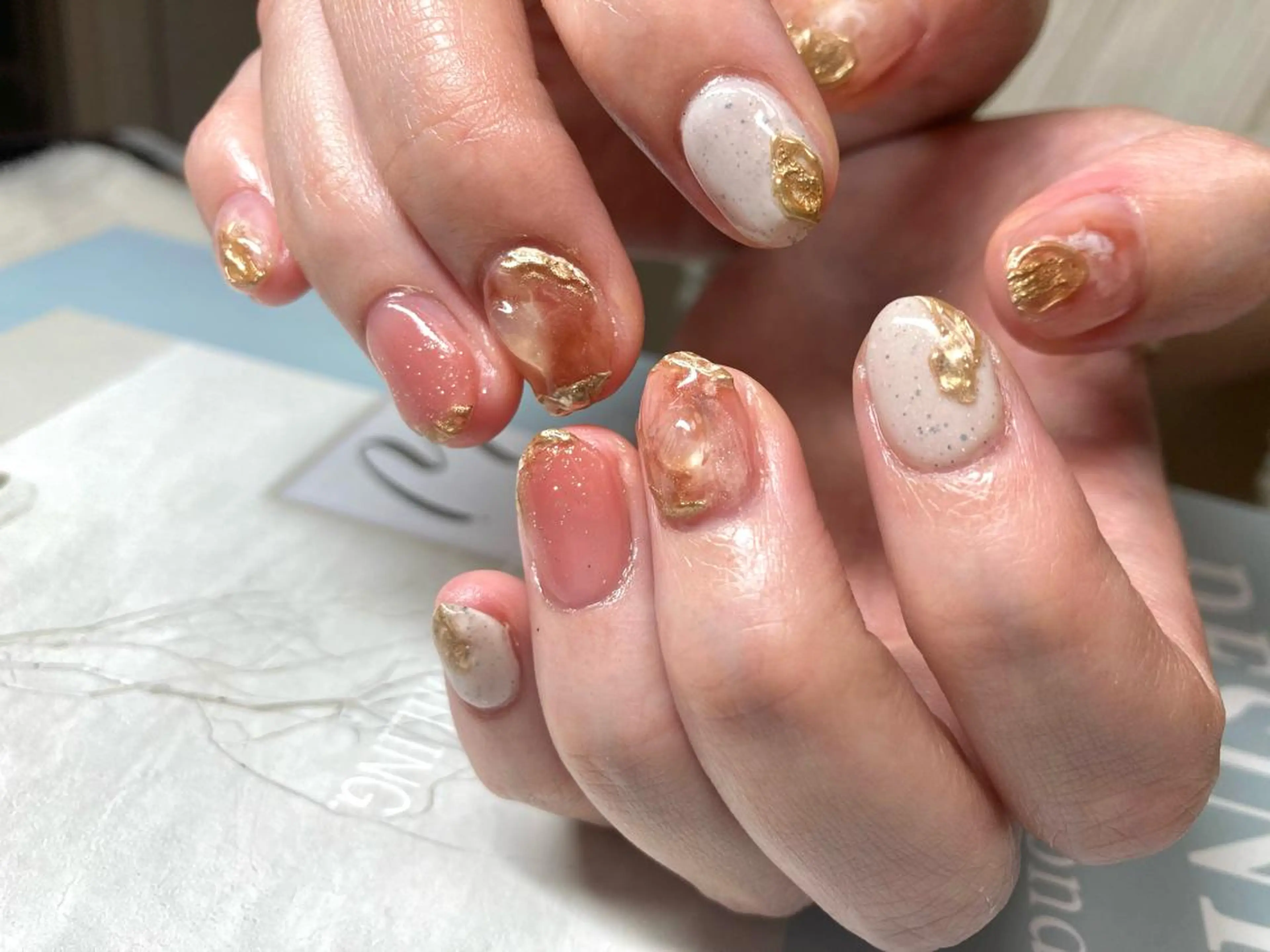 ネイル アートネイル ジェルネイル ゴールド ミラーネイル otsurunail (オツルネイル)のネイルデザイン