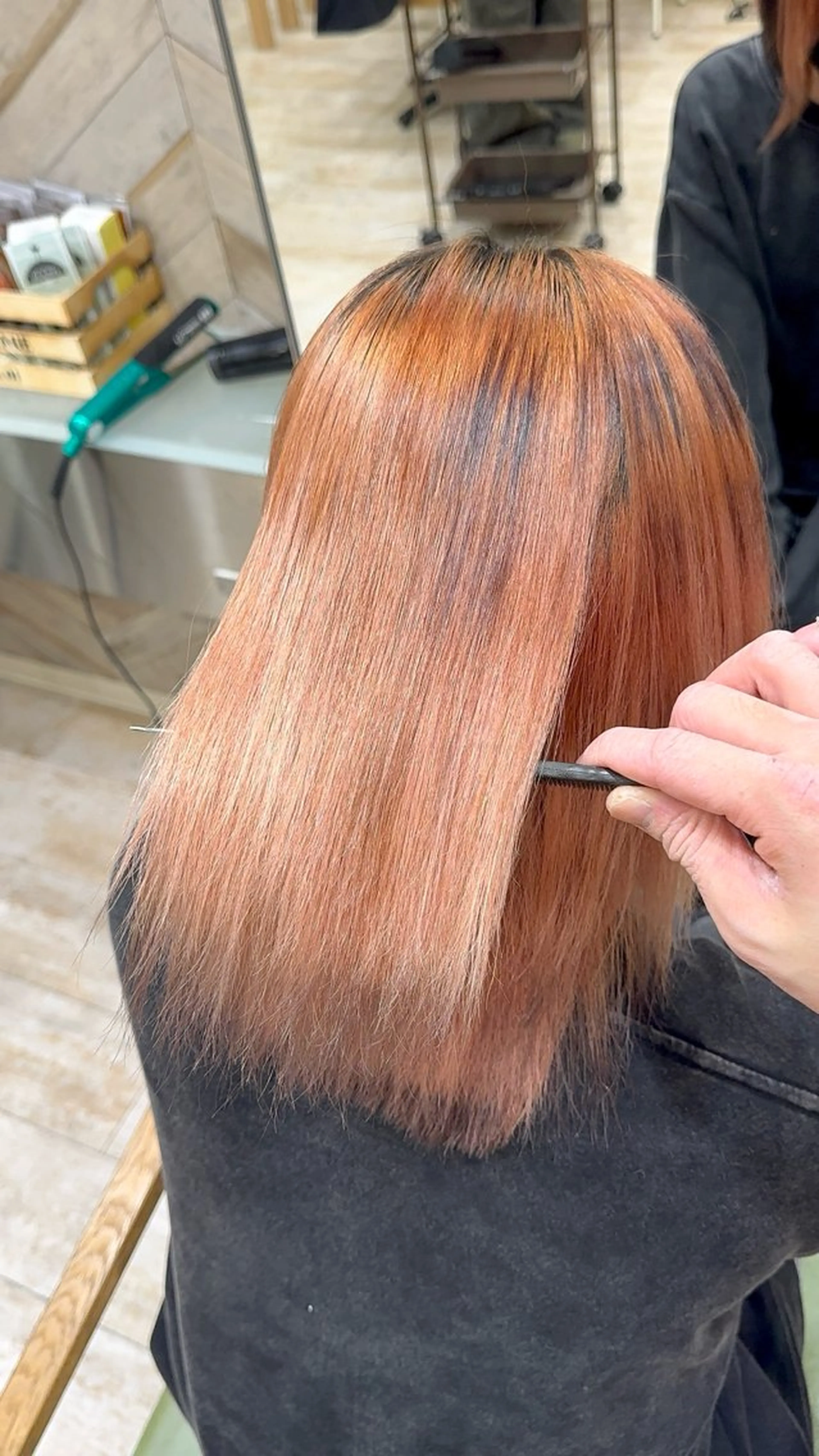 ミディアム 縮毛矯正 ブリーチ縮毛矯正 あすまのヘアスタイル